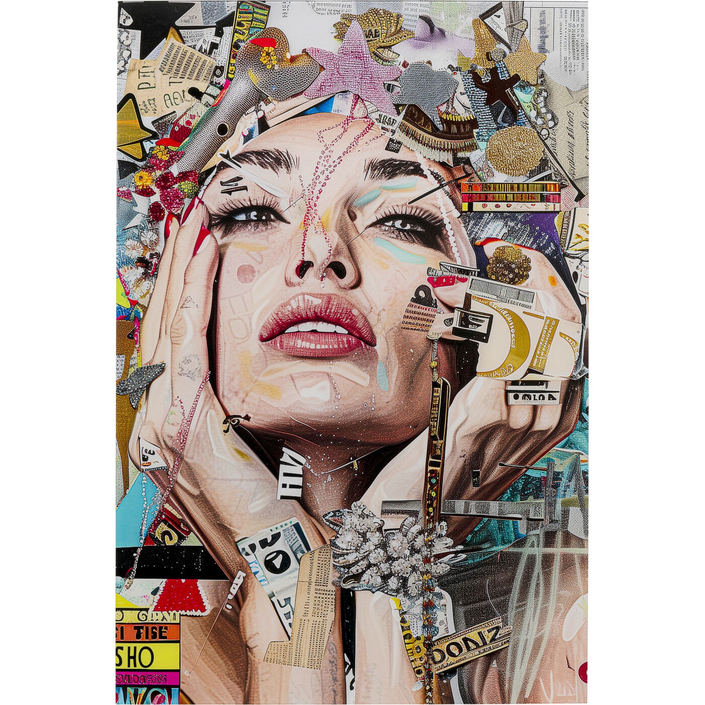 Tableau en verre femme artistique de face, KARE DESIGN