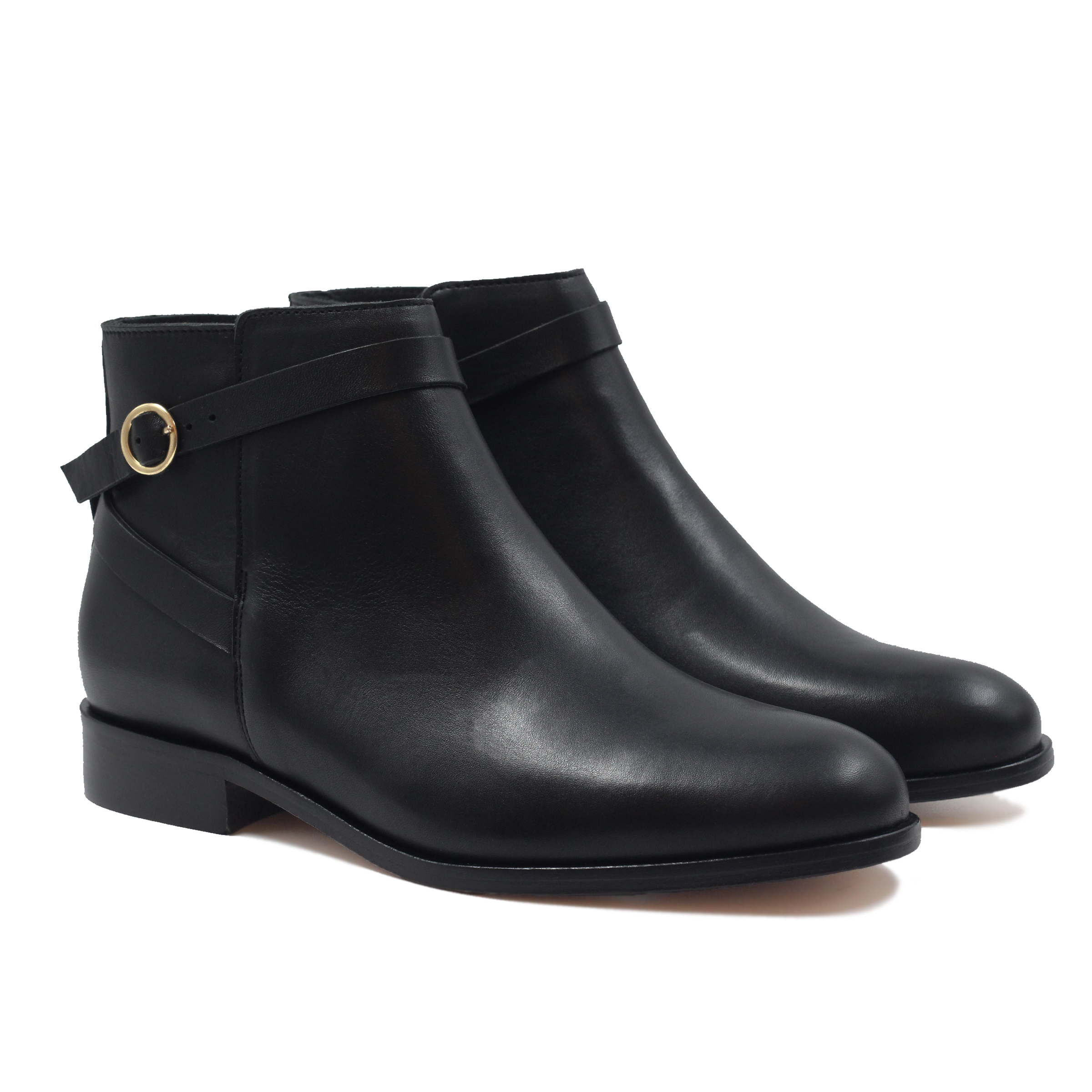 Bottines cavalières plates cuir lisse, JULES & JENN