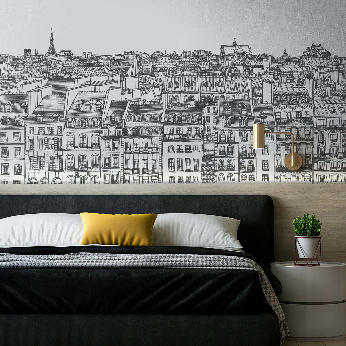 Papier peint panoramique Paris Vue de Beaubourg, 375 x 250cm, ACTE DECO