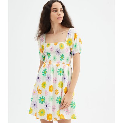 Floral Square Neck Dress with Short Sleeves COMPANIA FANTASTICA