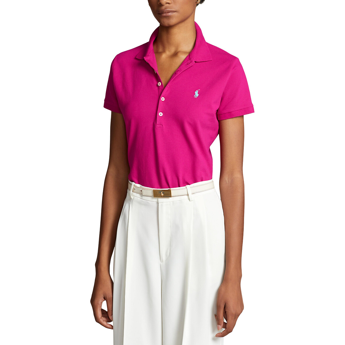 Embroidered cotton polo shirt with short sleeves , pink, Polo Ralph Lauren  | La Redoute