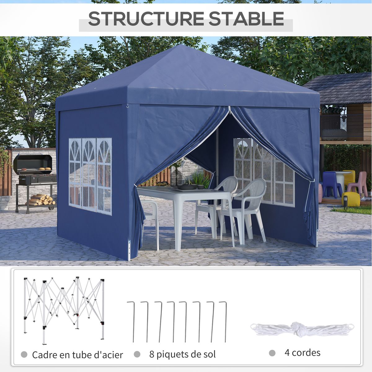 OUTSUNNY Tonnelle barnum pop-up pliant dim. 3L x 3l x 2,58H m 2