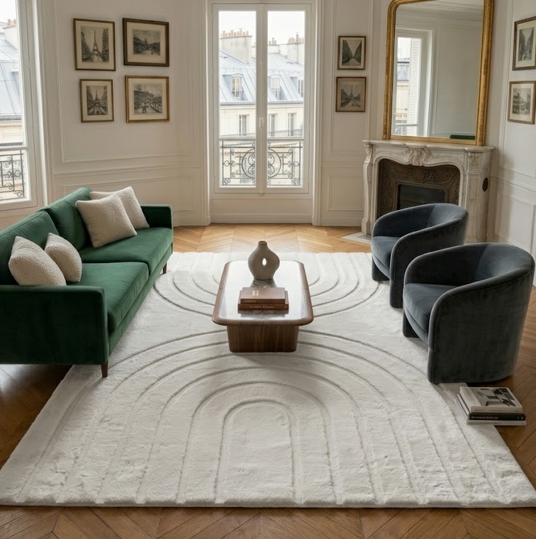 Tapis interieur doux à motif arc lavable en machine ALASKA, NAZAR RUGS