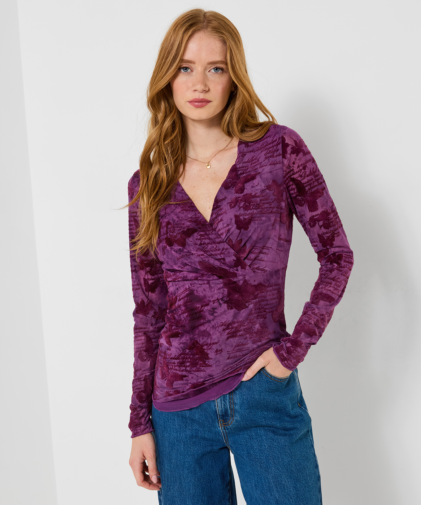 Henley Cache-Cœur en Mesh Papillons et Inscriptions, JOE BROWNS