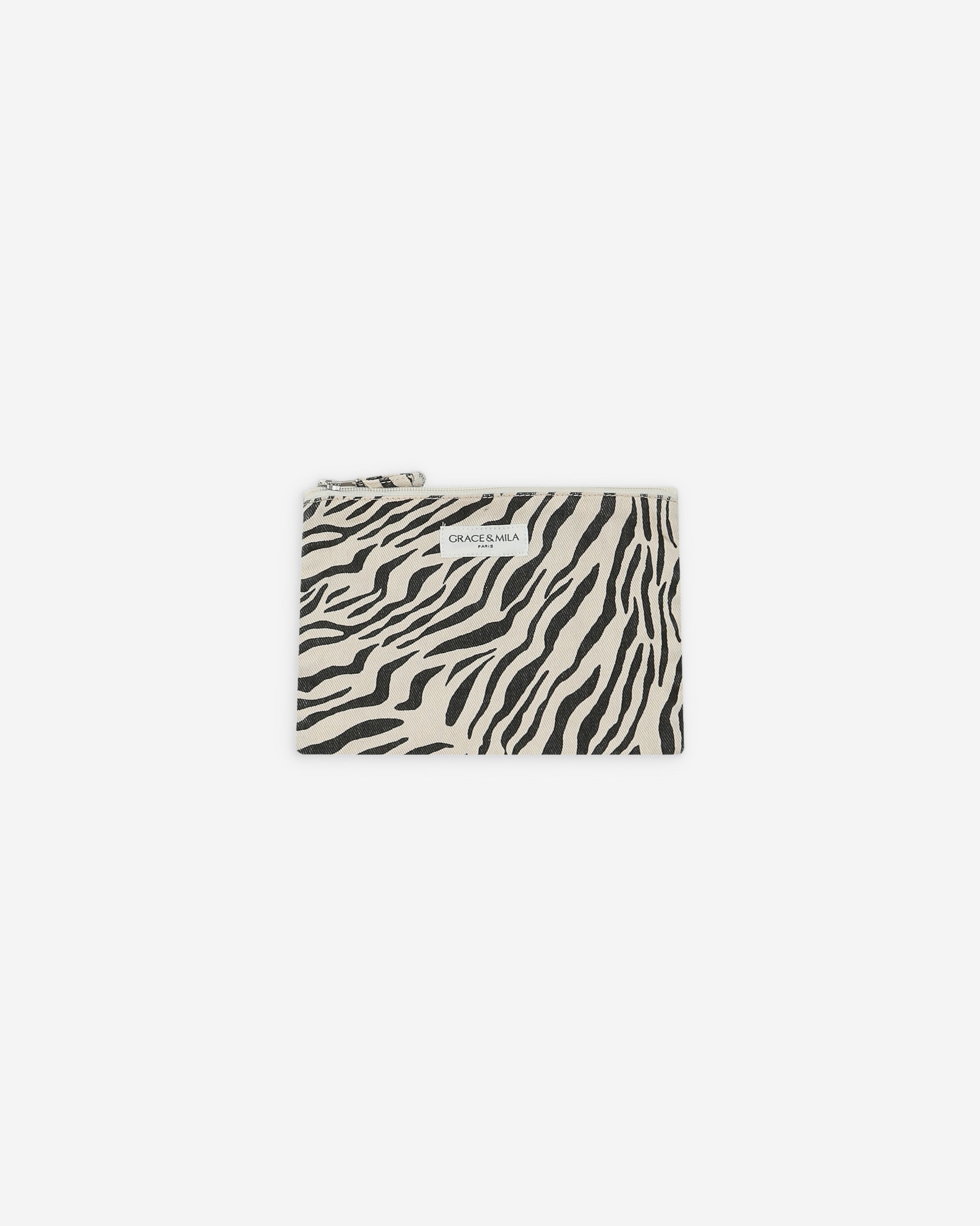 Pochette en denim zippée zebre Vivella, GRACE & MILA