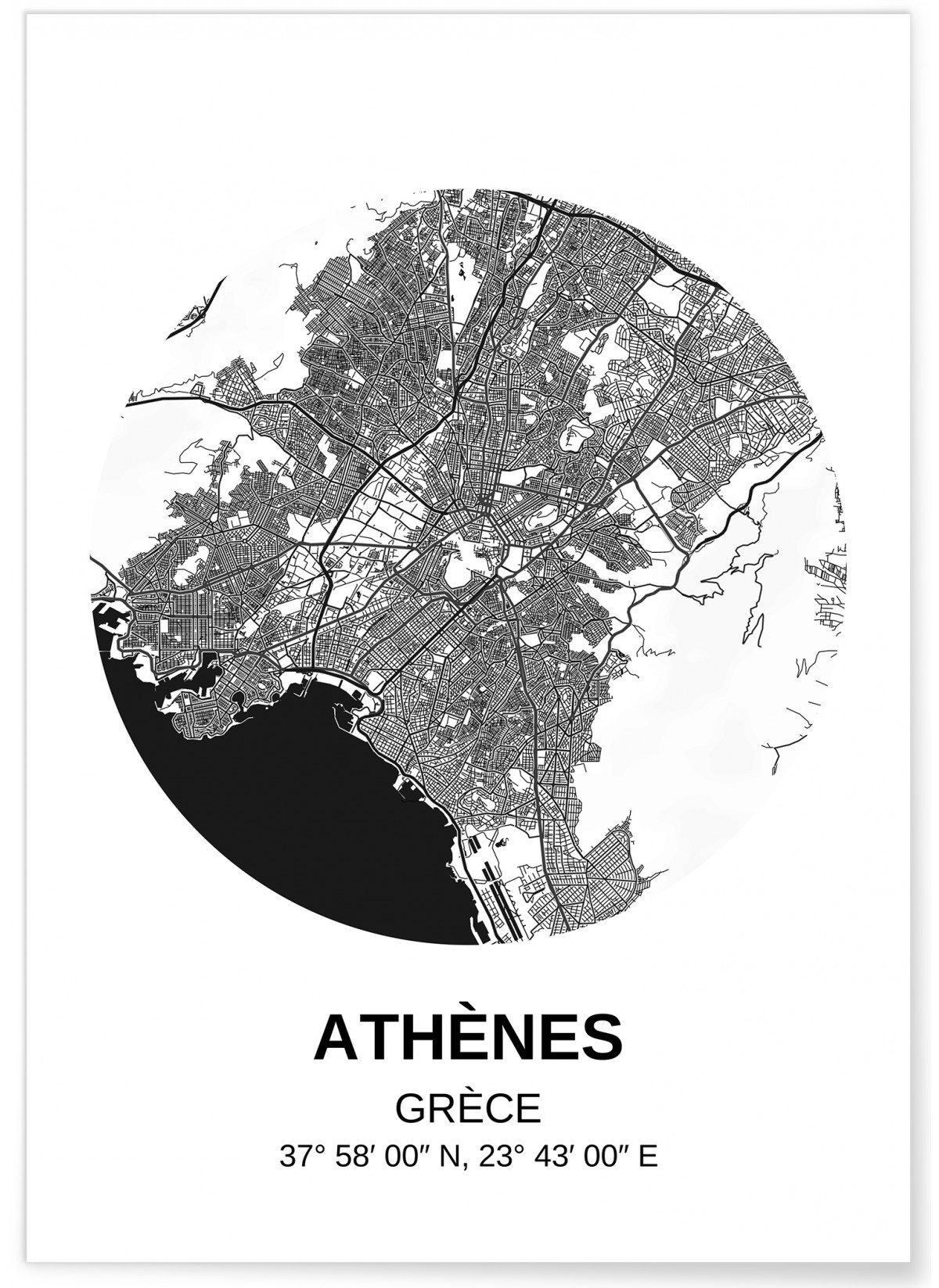 Affiche Carte Athènes, L'AFFICHERIE
