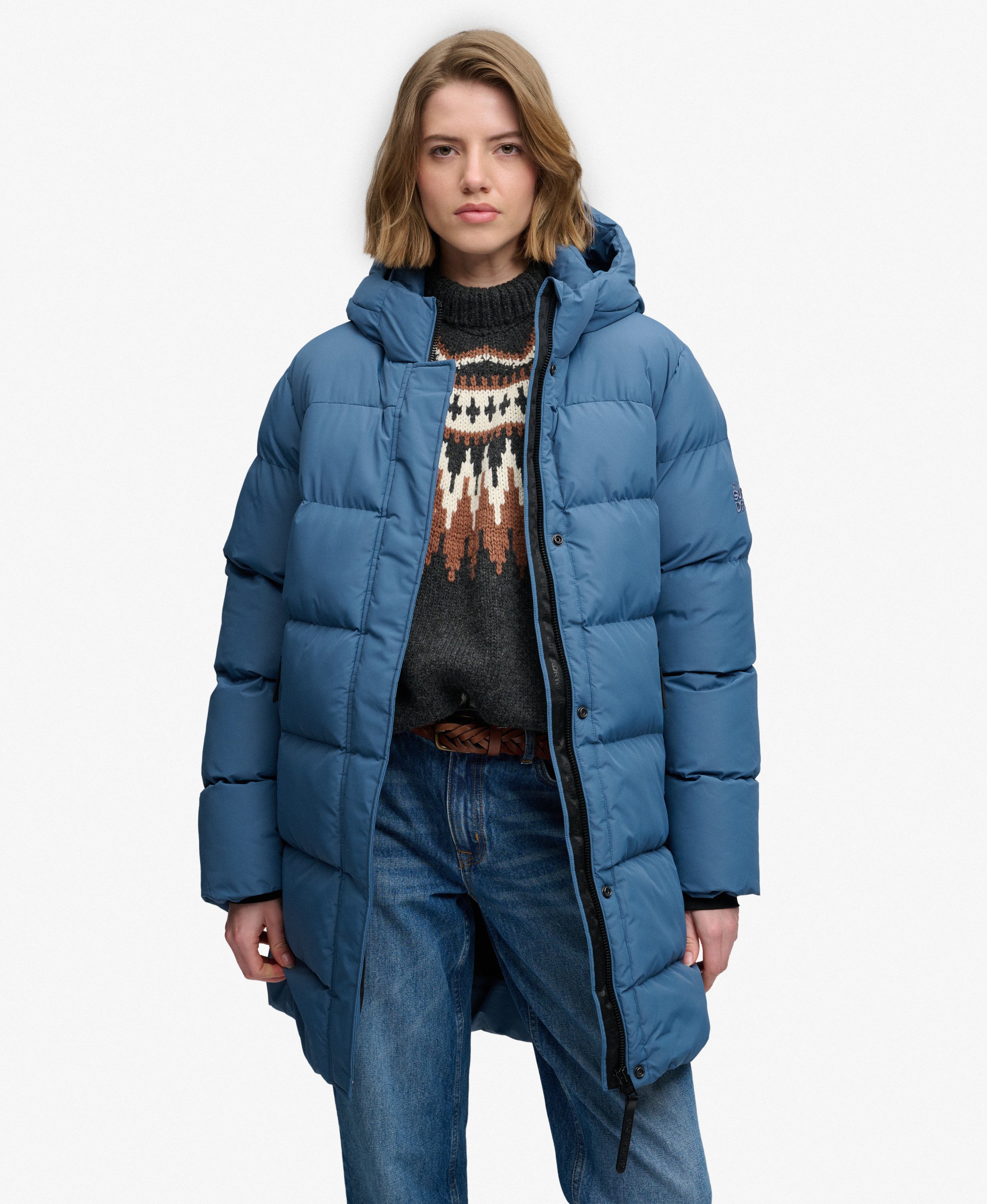 Doudoune Mi-longue à Capuche Sports, SUPERDRY
