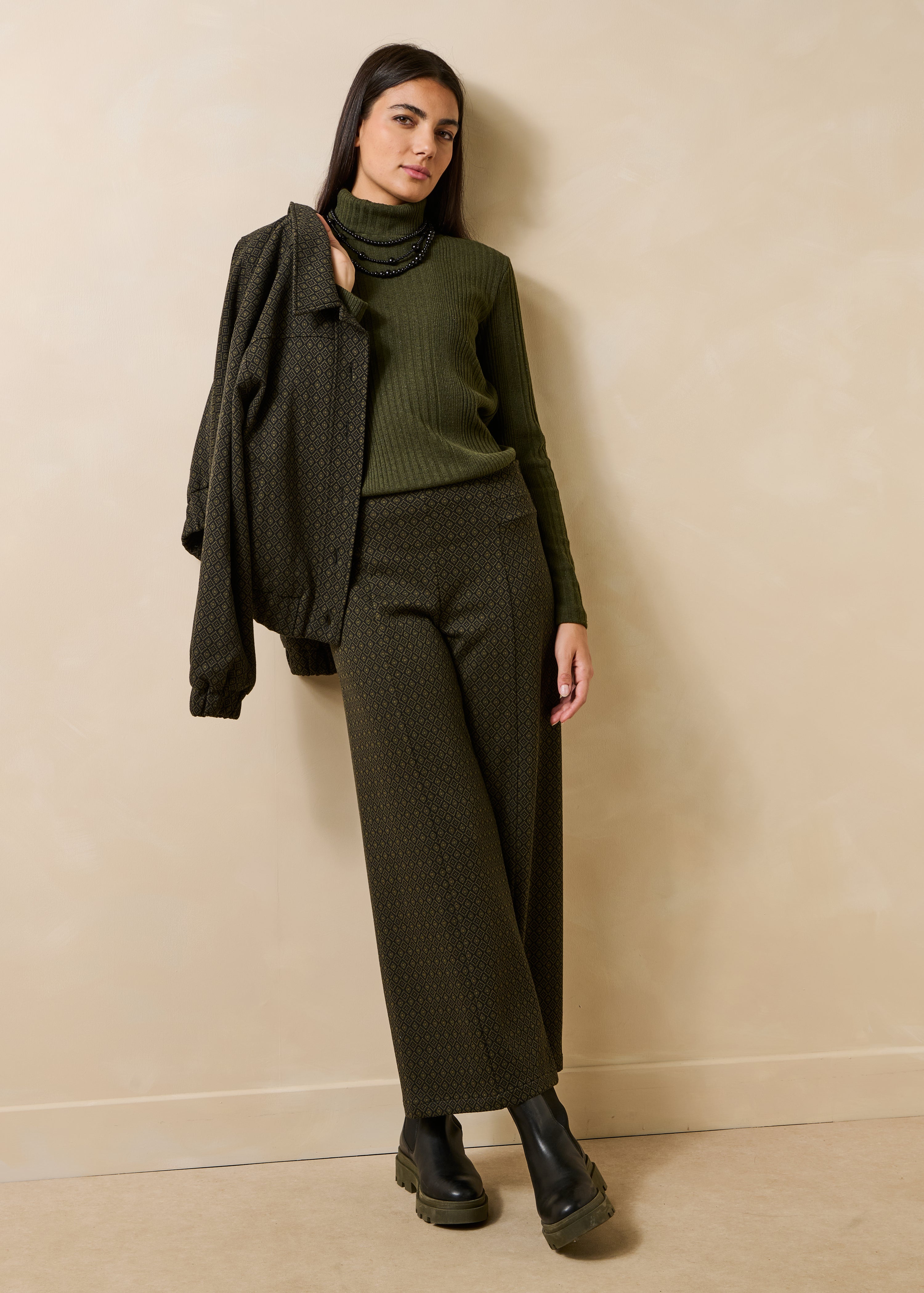 Pantalon cropped en milano jacquard, LA FEE MARABOUTEE