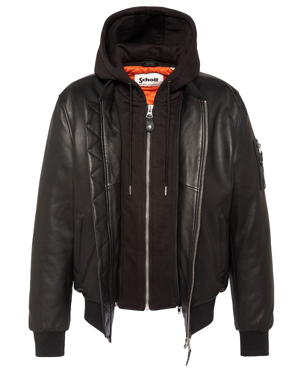 Bomber en cuir, à capuche, LCSPORT, SCHOTT
