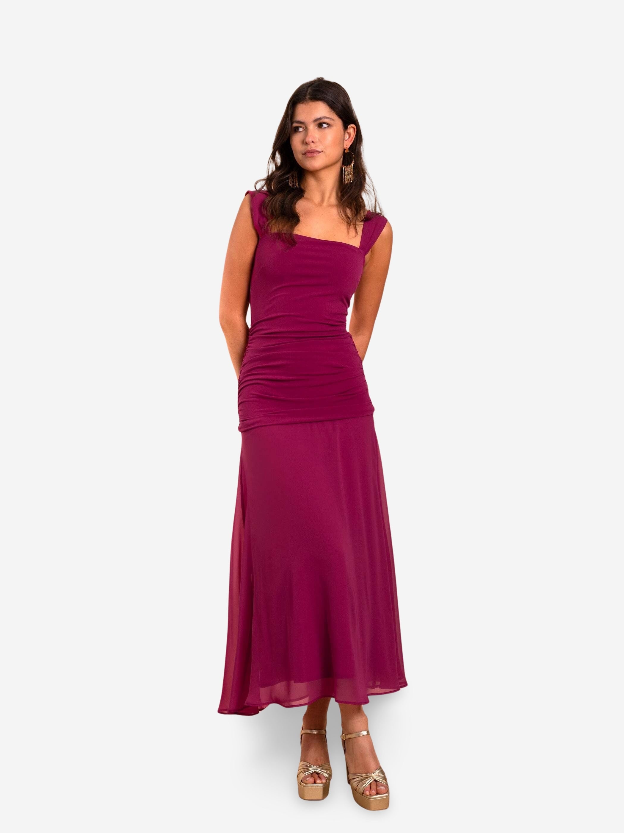 Robe midi bretelles larges