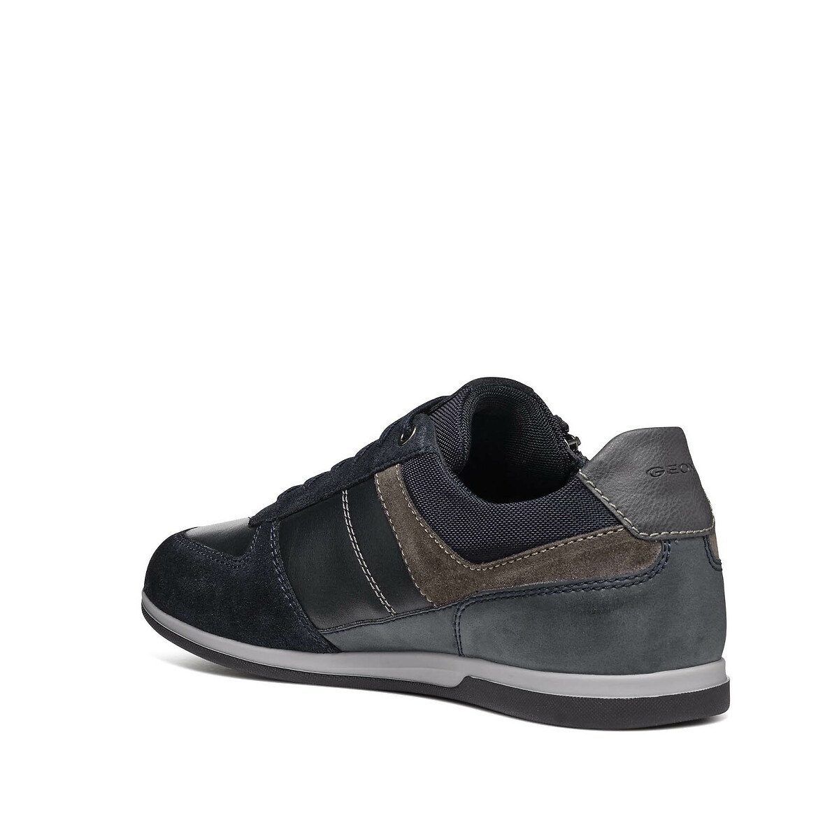 Renan breathable leather trainers navy blue grey Geox La Redoute