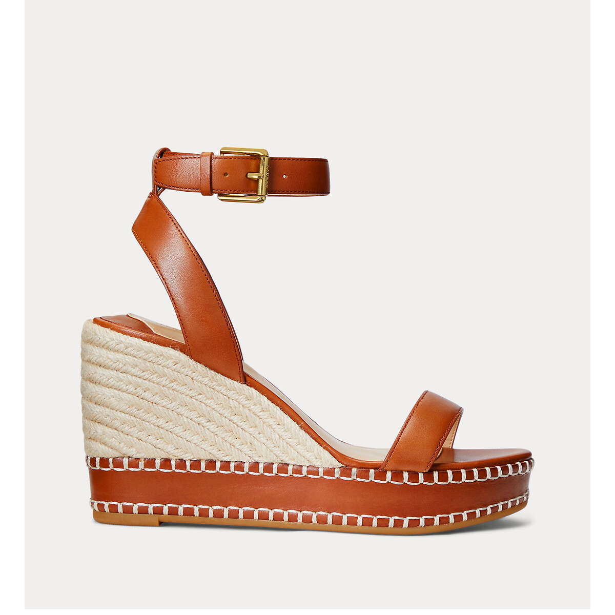 Image of Leather Wedge Espadrilles