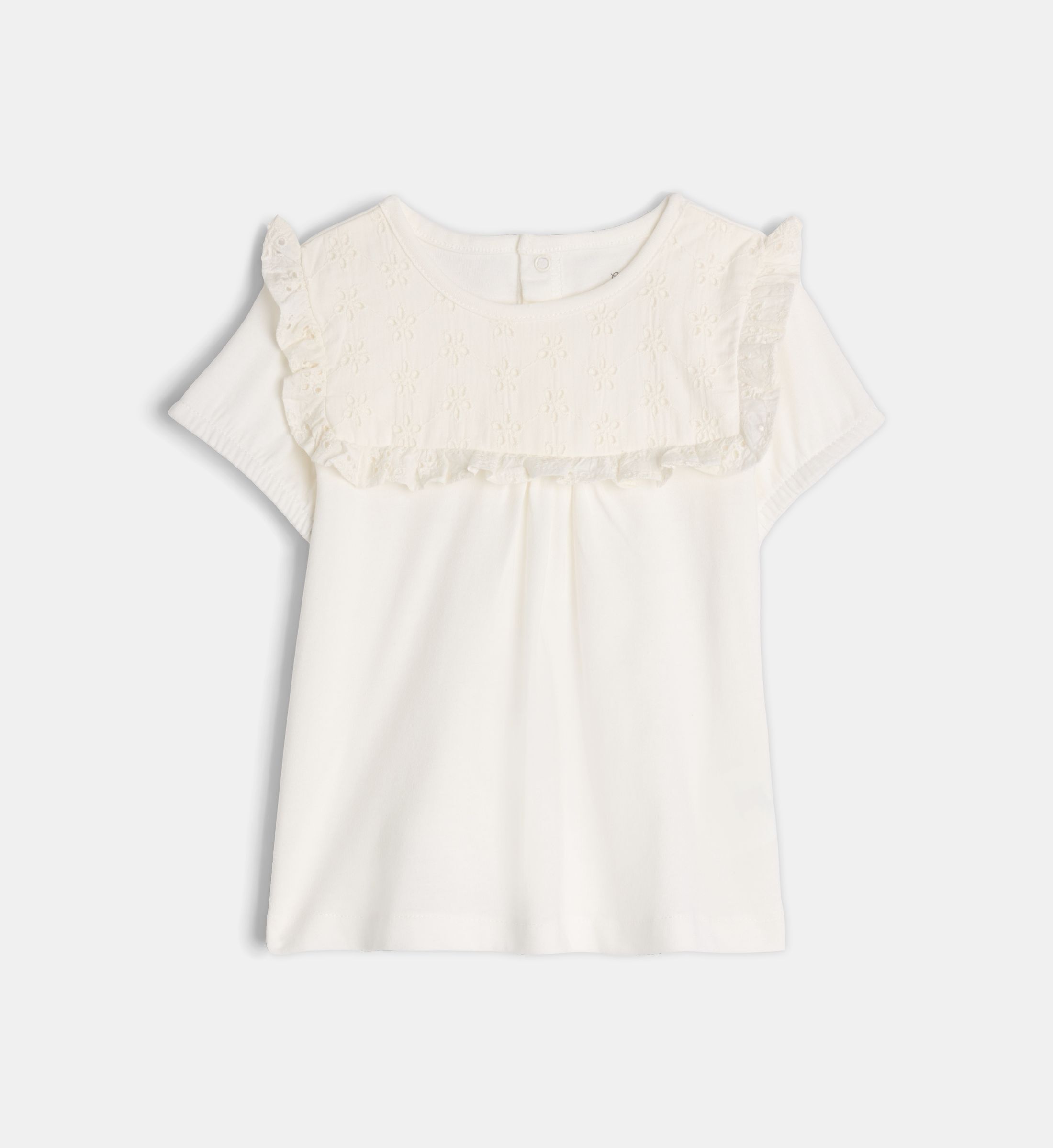 Top brodé loupia en jersey de coton bio, CADET ROUSSELLE