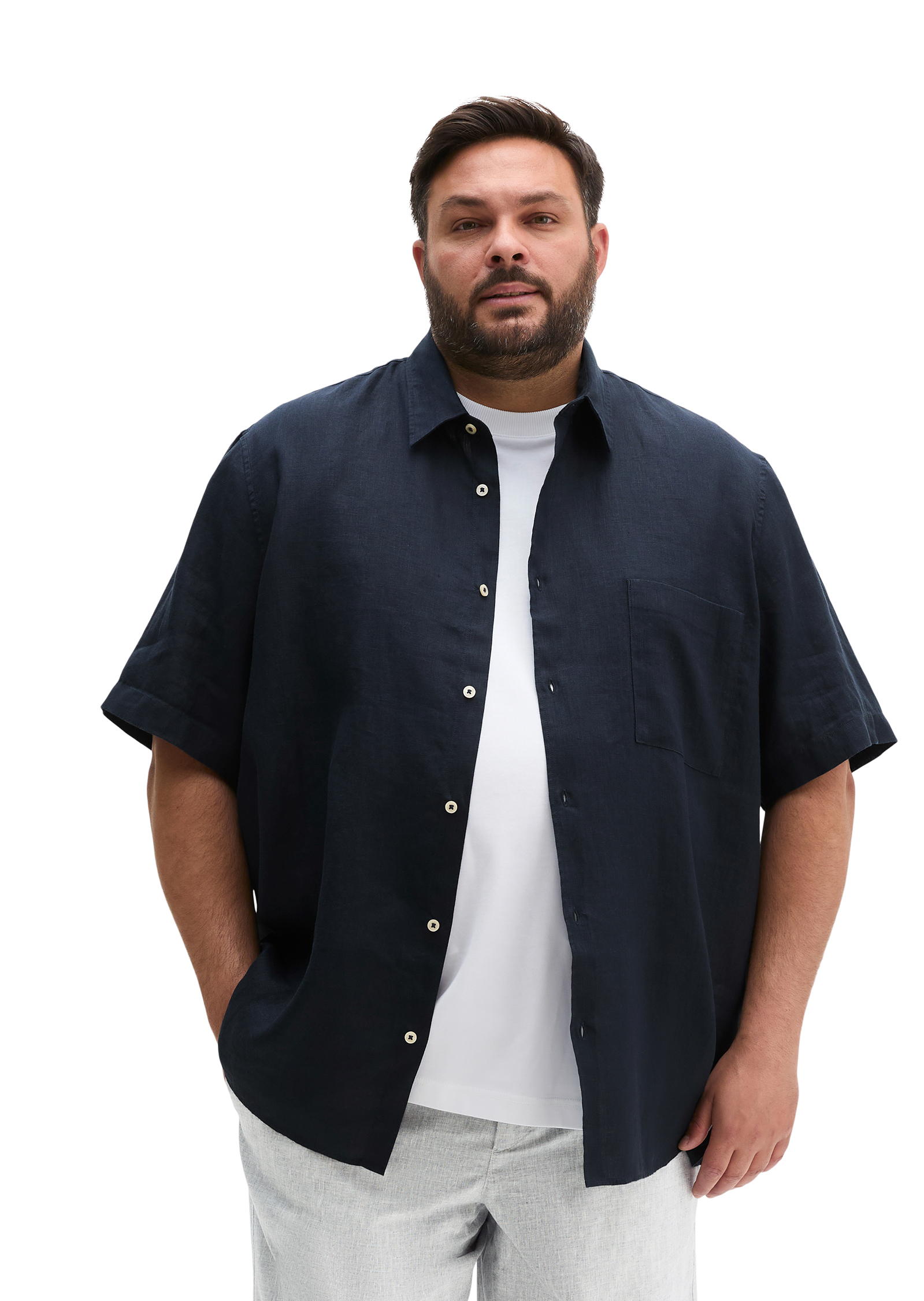 Chemise à manches courtes regular en pur lin, MARC O'POLO