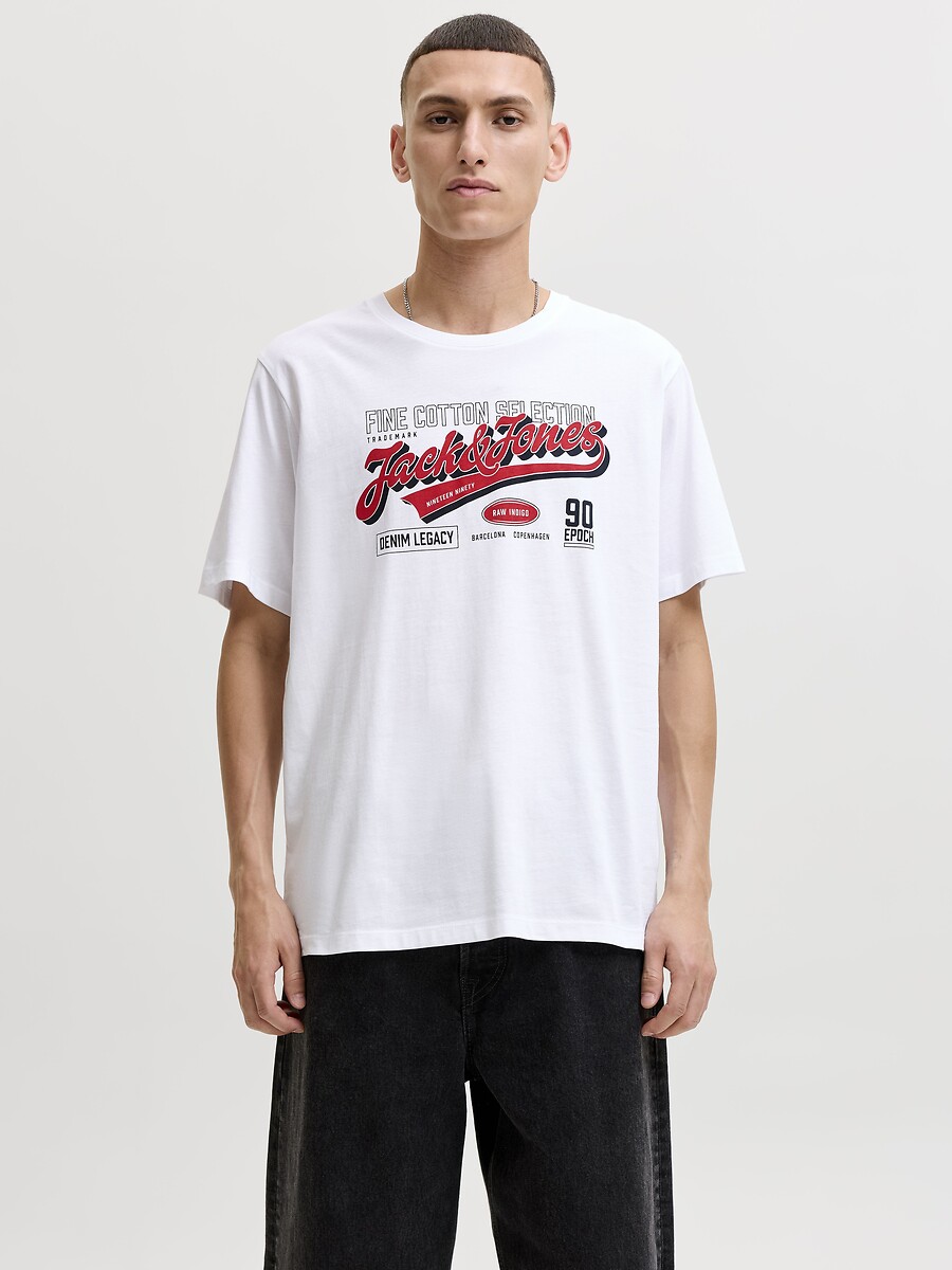 T-shirt manches courtes, col rond, logo, JACK & JONES