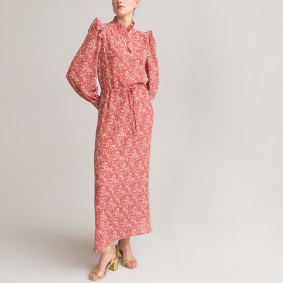 High Neck Midaxi Dress with Long Puff Sleeves LA REDOUTE COLLECTIONS