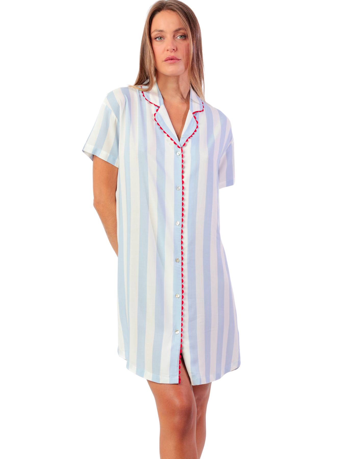 Chemise de nuit manches courtes Light Stripes, ADMAS