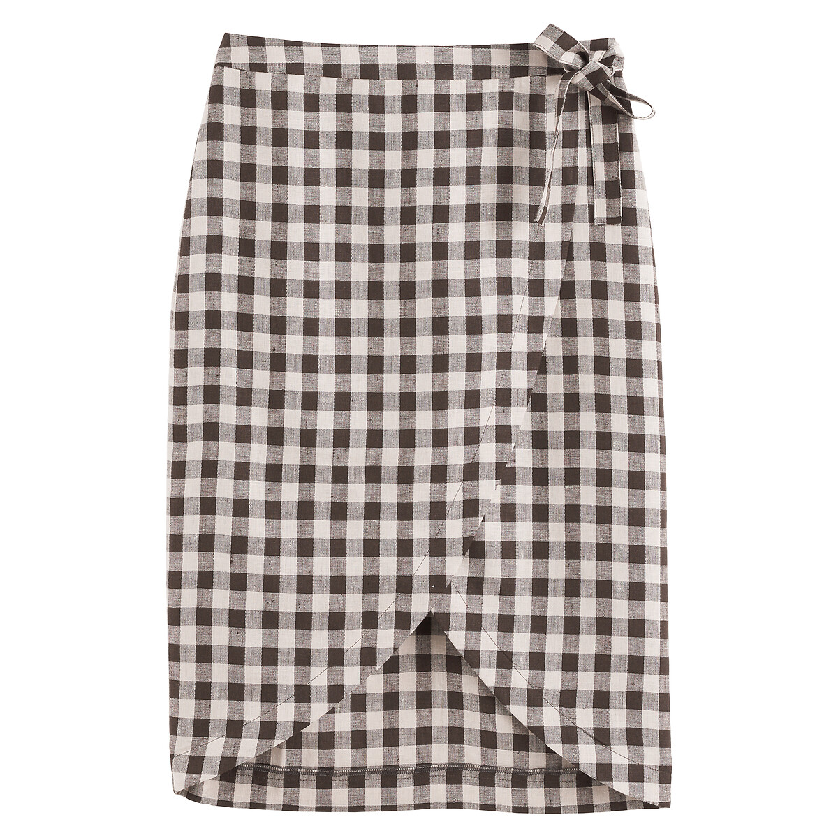 Gingham Linen Wrapover Skirt