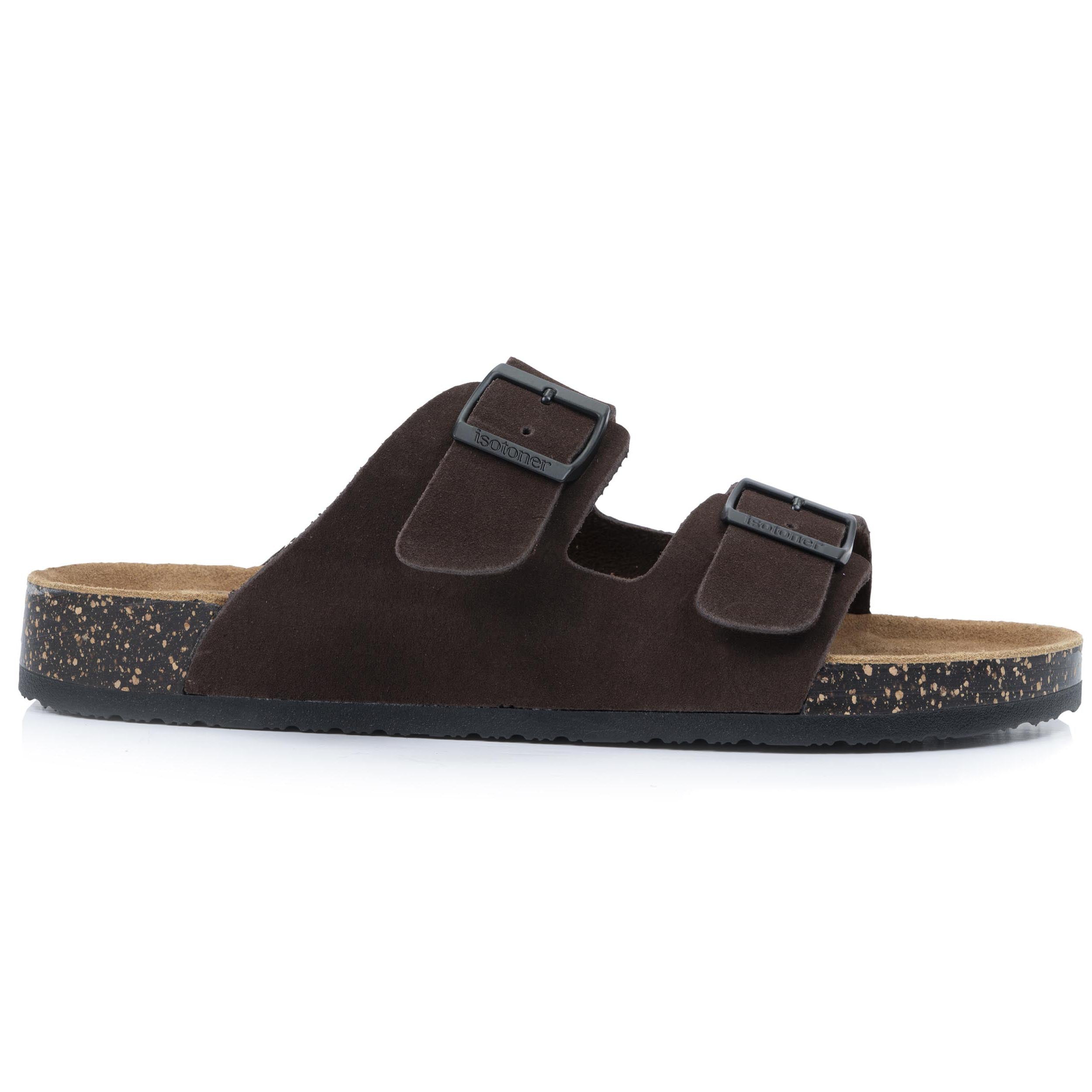Sandales à doubles brides ultra confortables, semelle intérieure cuir, ISOTONER