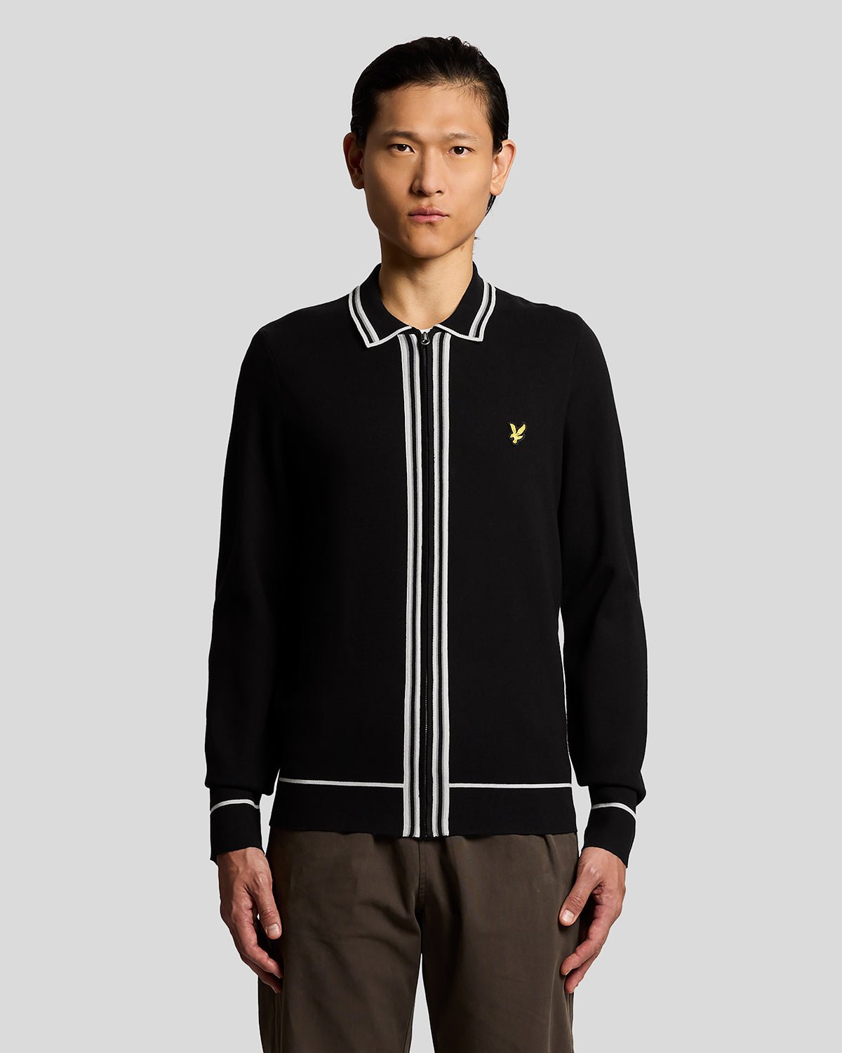 Pull à liserés contrastés zippé, LYLE & SCOTT