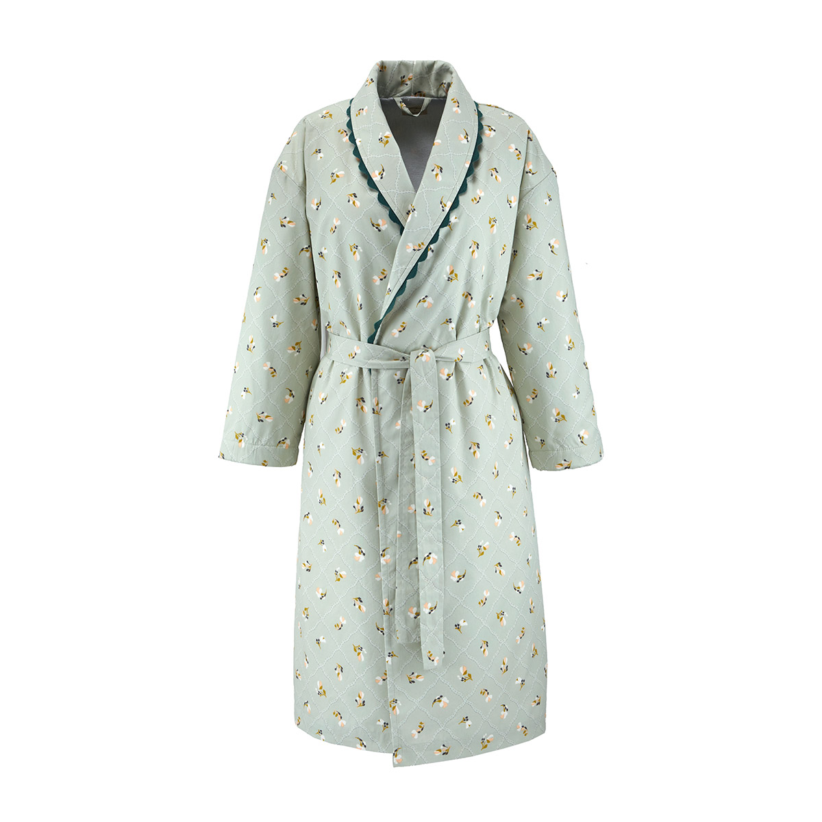 Peignoir long en percale de coton,BERGAMOTE, DESFORGES