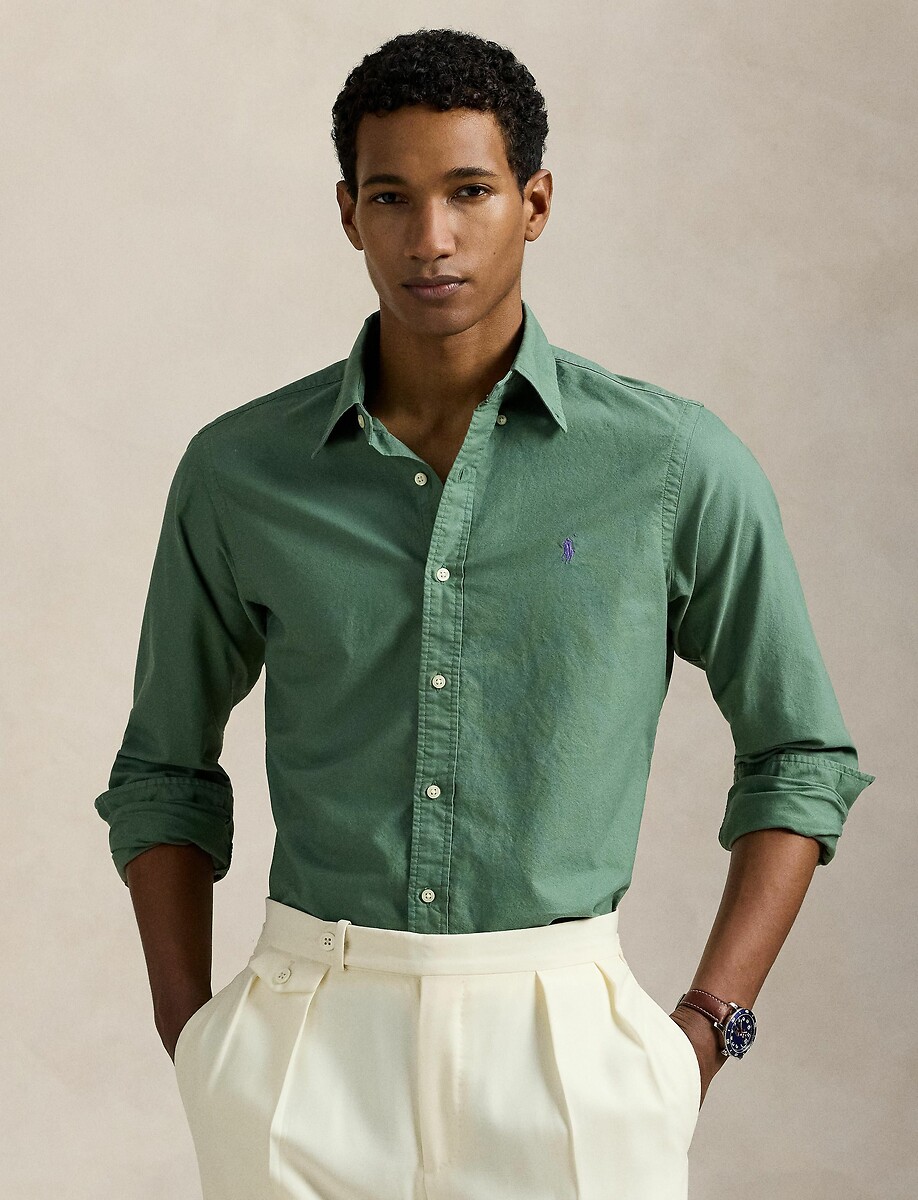 Chemise ajustée Chino logo brodé
