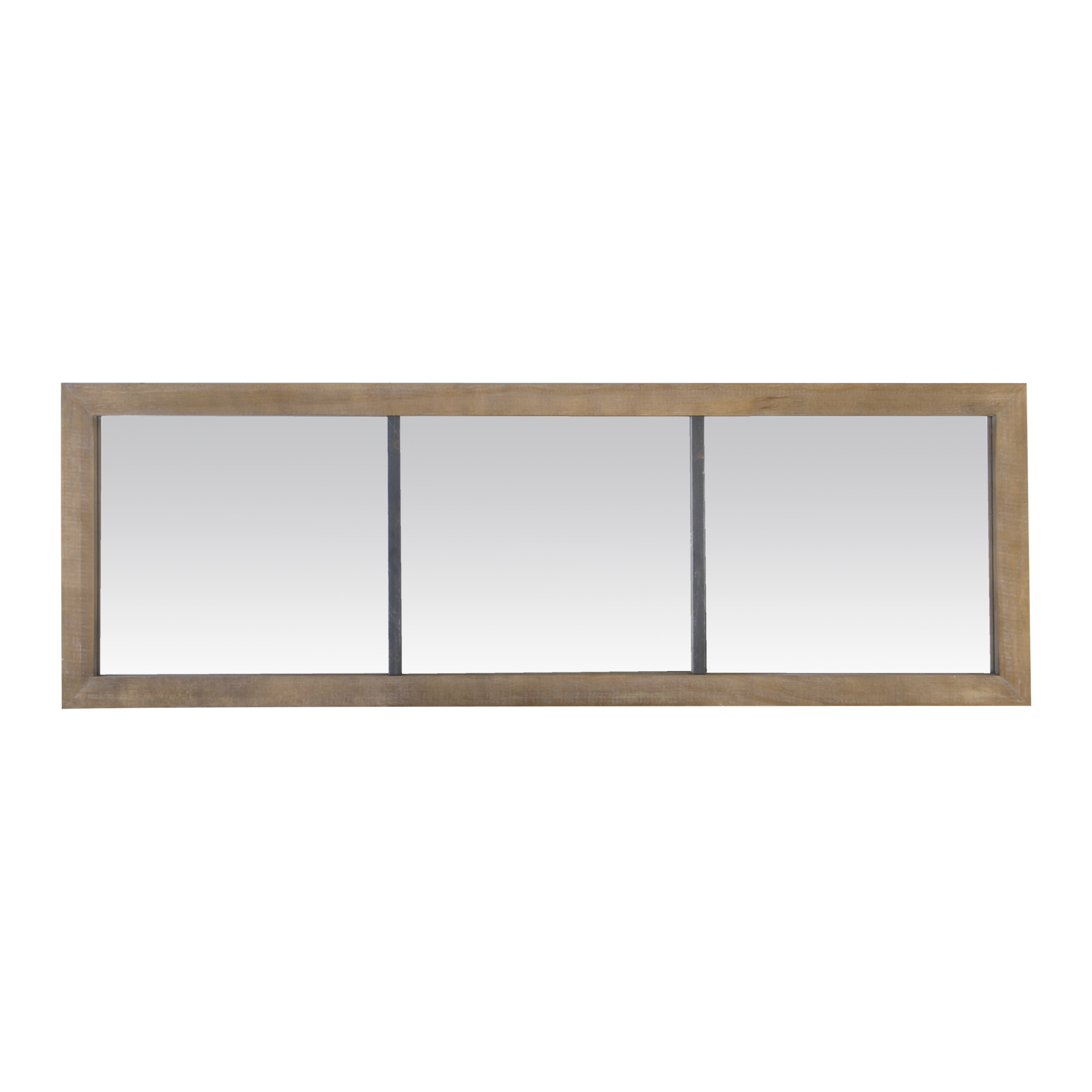 Miroir rectangulaire industriel métal et bois 50x150cm, EMDE
