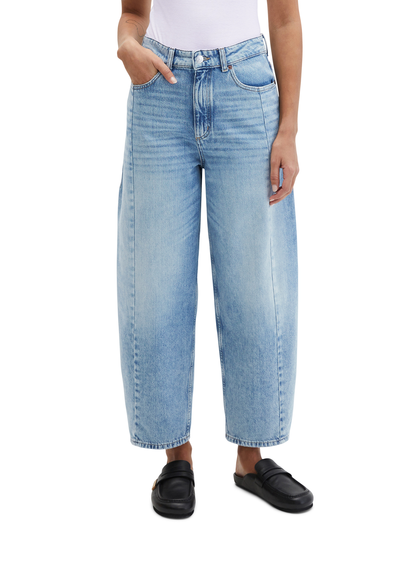 Jeans modèle Lara barrel cropped en pur coton bio, MARC O'POLO