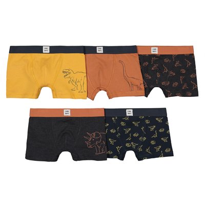 Pack of 5 Boxers in Dinosaur Print Cotton LA REDOUTE COLLECTIONS