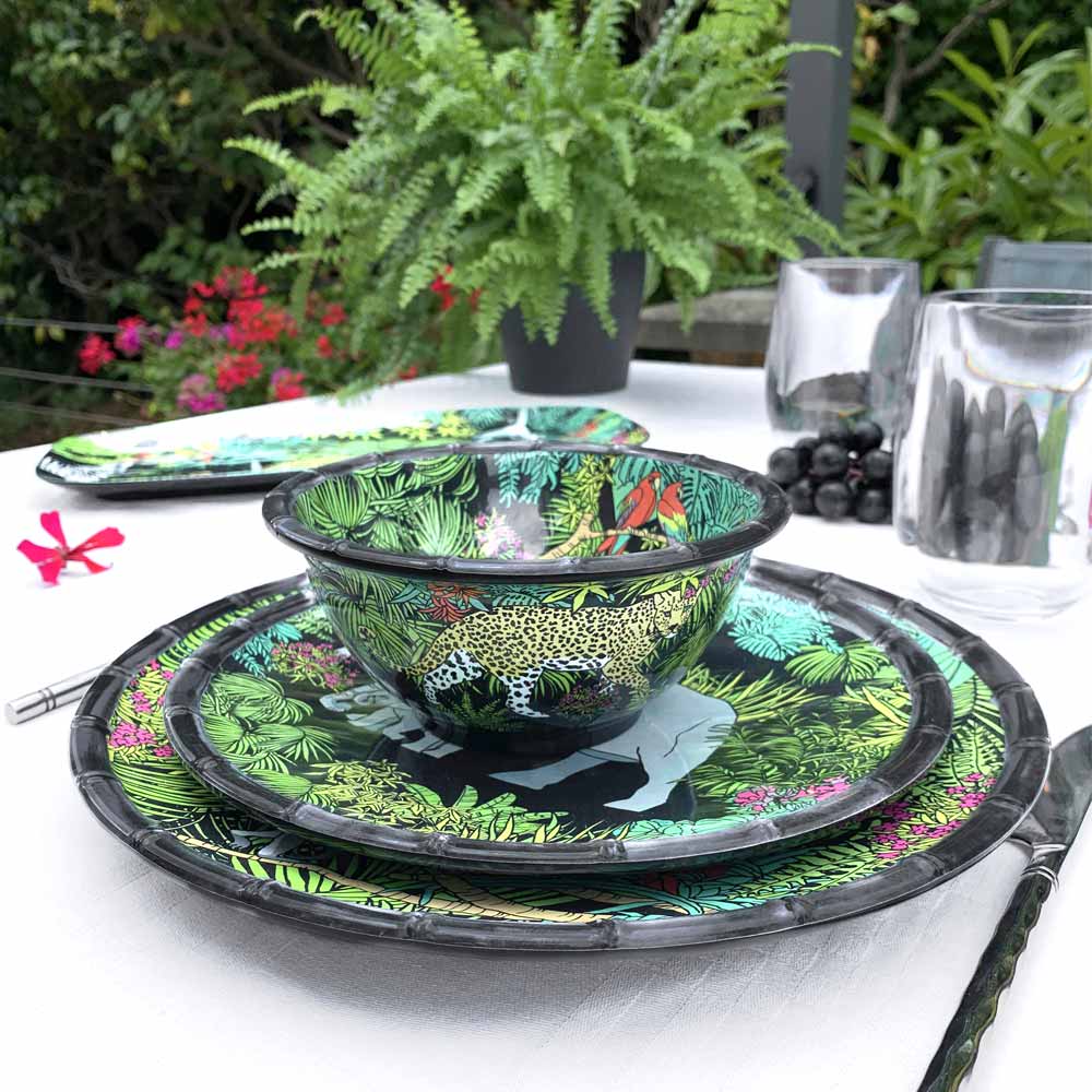 食器 30s   Bowl Jungle Series Bol en mélamine jungle 15 cm Couleur vert, noir Les Jardins De La
