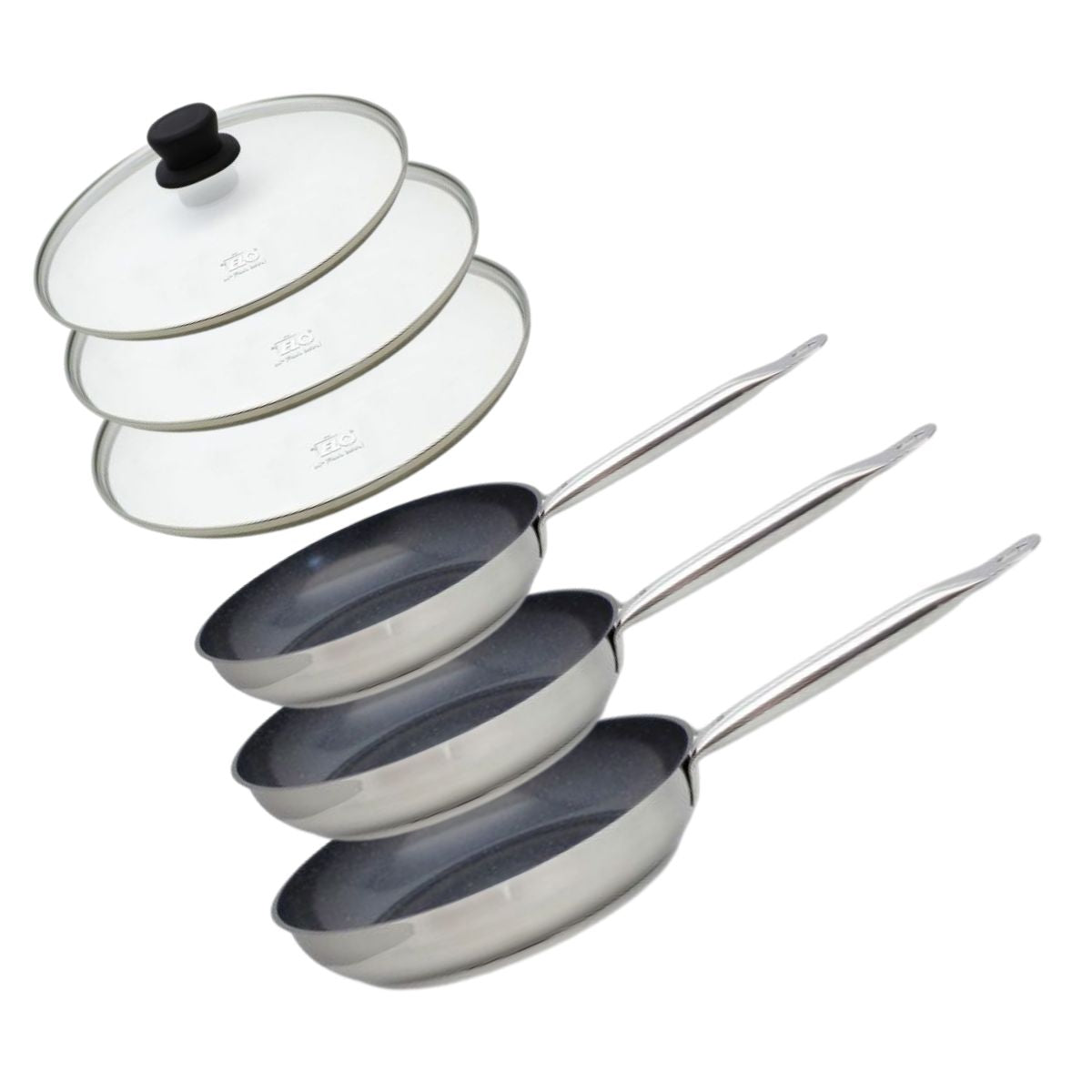 Lot 3 poêles de cuisson avec revêtement céramique sans PFAS, ELO