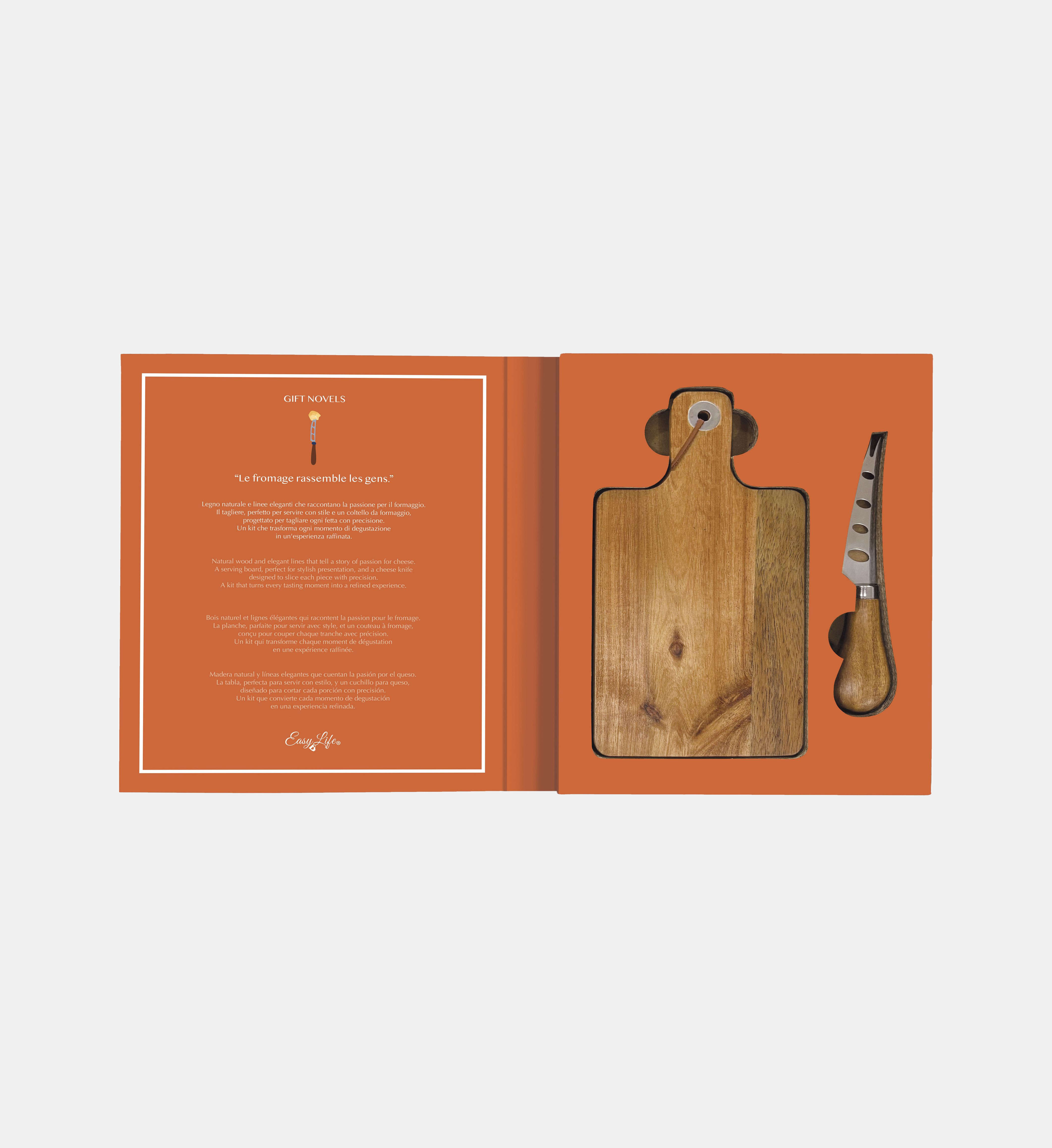 Coffret fromage - planche + couteau le fromage rassemble les gens, EASY LIFE