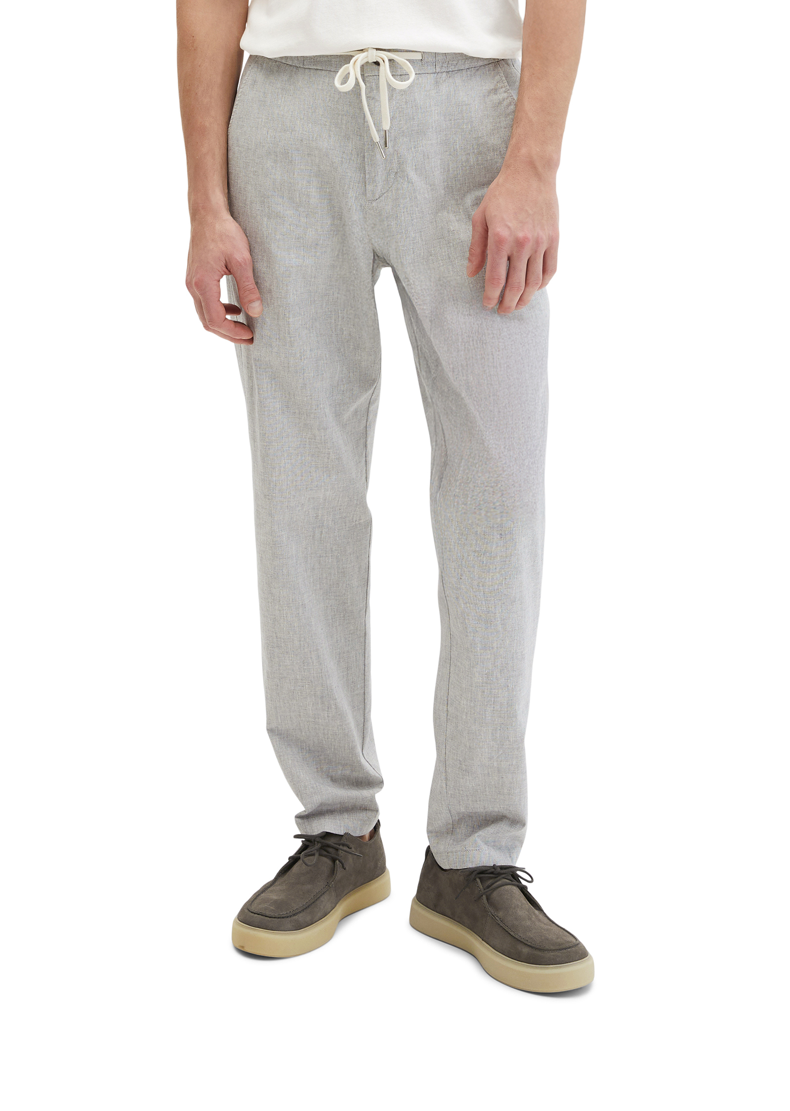 Pantalon modèle Morot Jogger tapered en mélange de coton et de lin bio, MARC O'POLO