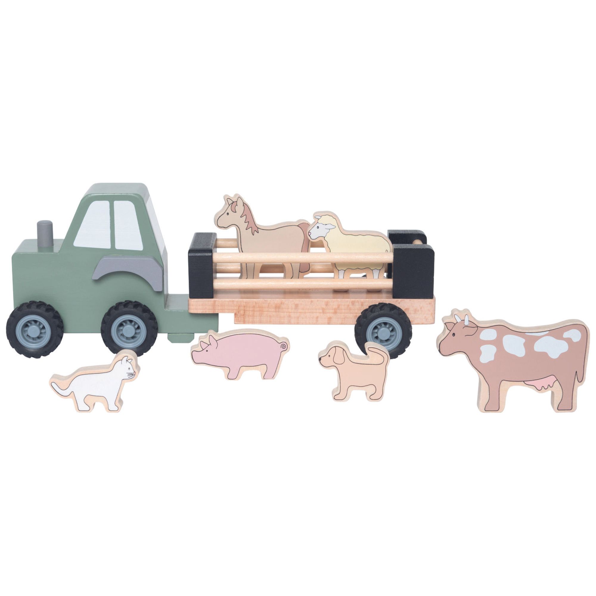 Camion remorque en bois Animaux de la ferme, JABADABADO