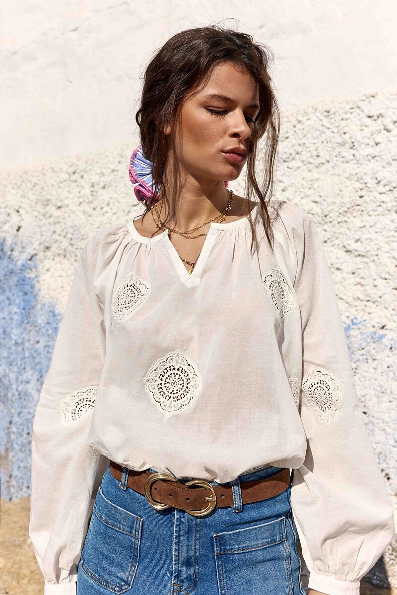 Blouse ample brodée en coton, BLAZIA, LA PETITE ETOILE