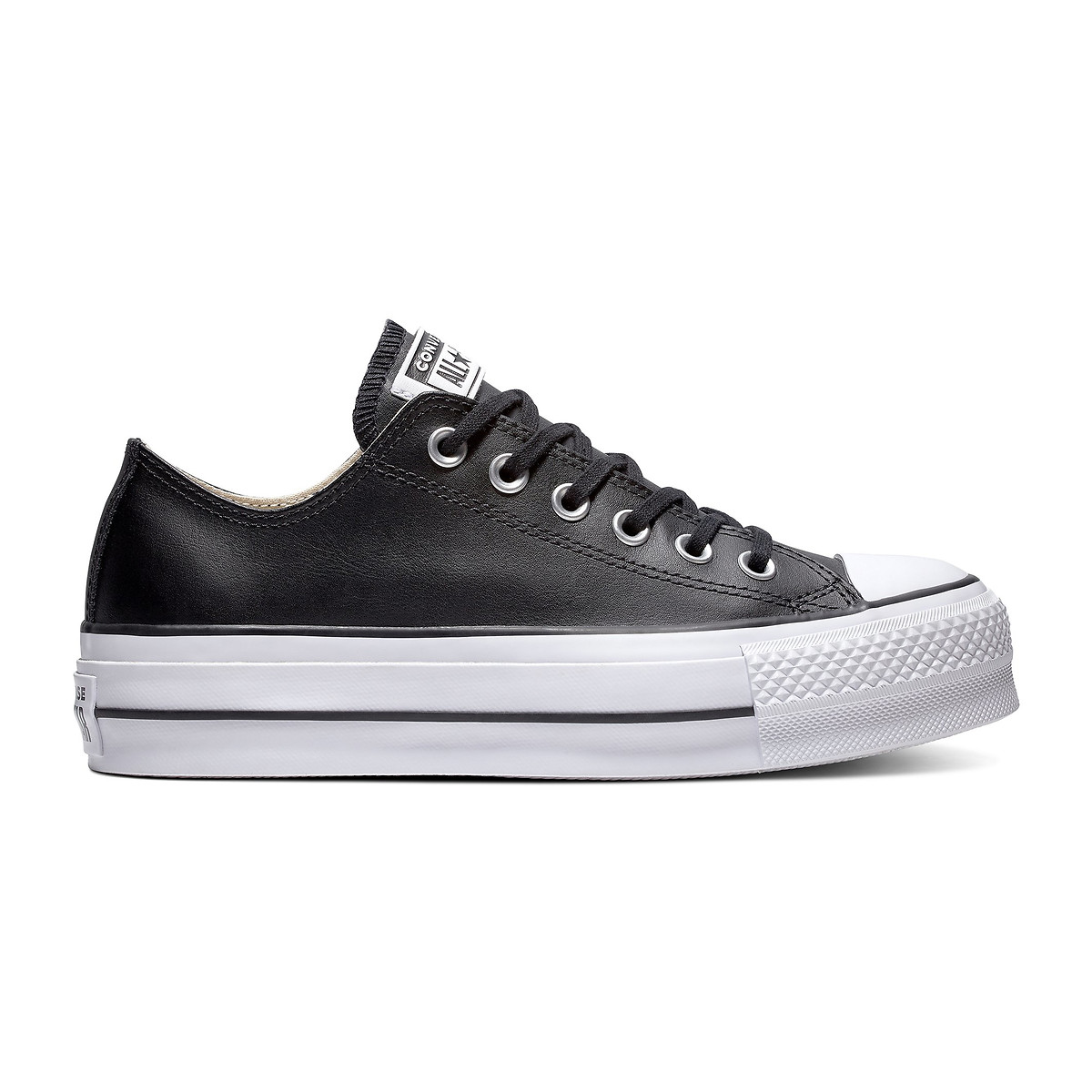 Chuck taylor all star lift ox leather flatform trainers, black ...