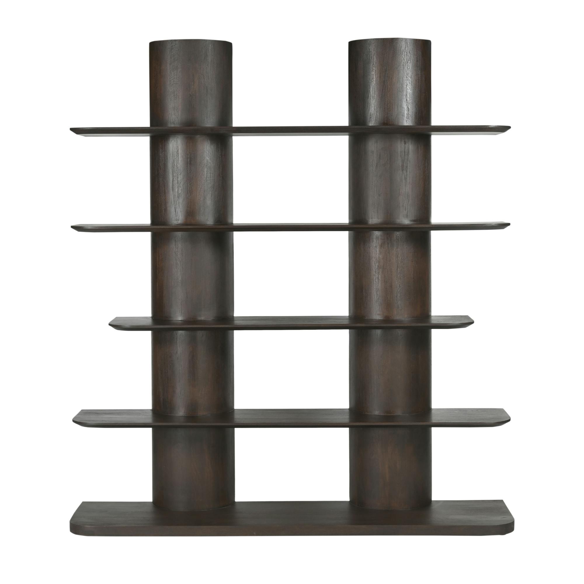 Bibliothèque étagère bois brun 2 colonnes ALMA, PIER IMPORT