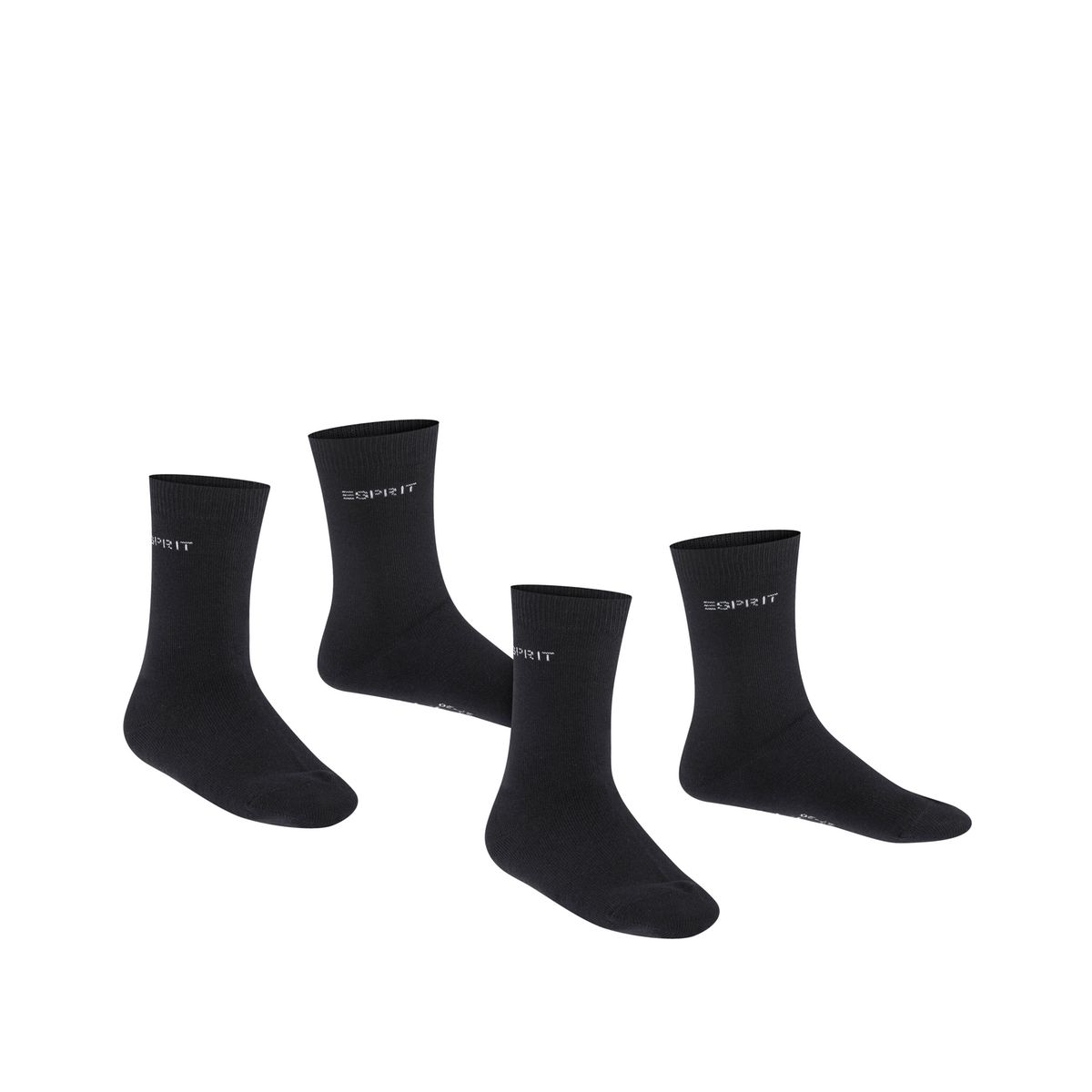 ESPRIT Foot Logo 2-Pack Chaussettes Mixte Enfant Coton Biologique Durable Noir Gris Plus De Couleurs Renforcées Fines Sans Motif Lot De 2 Paires 