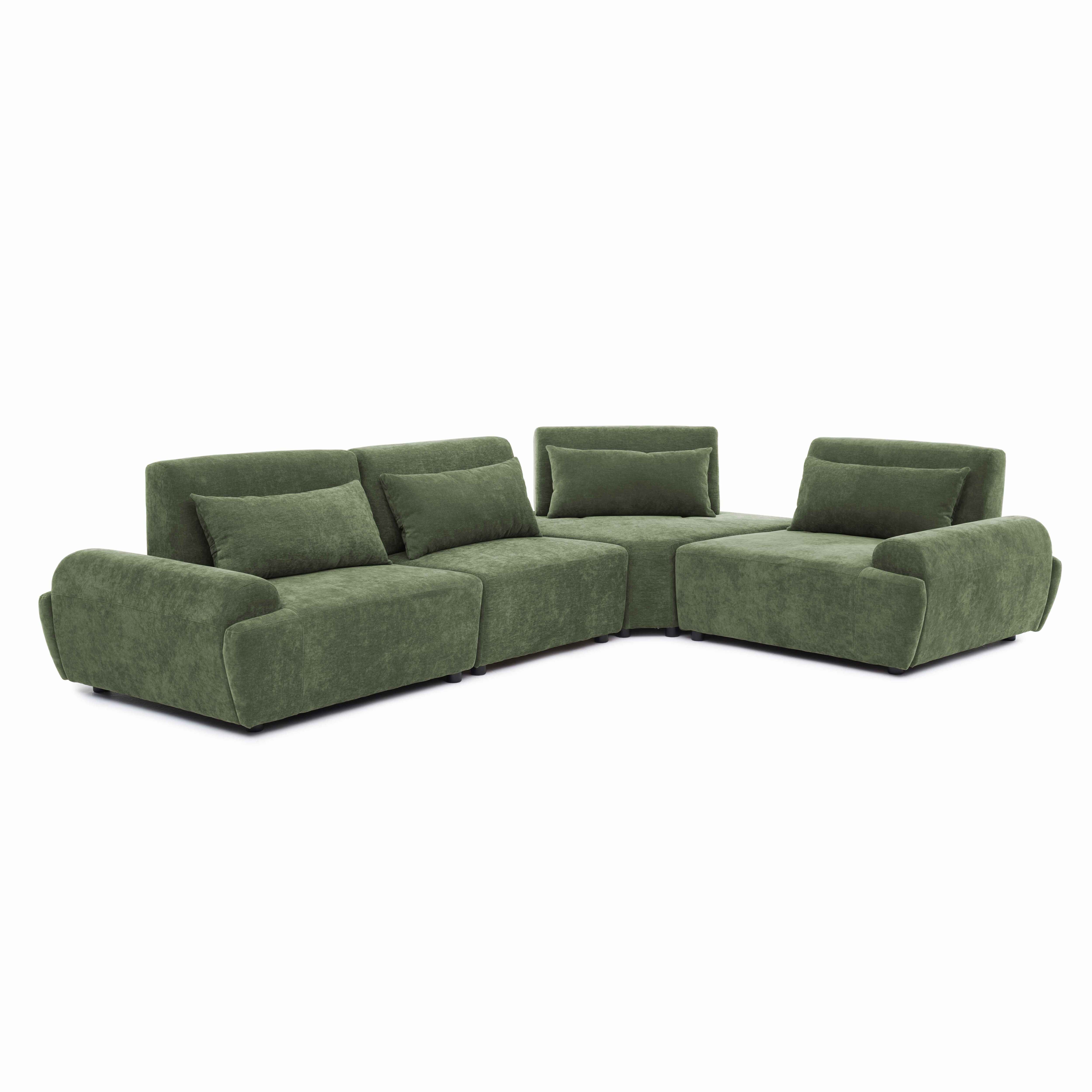 Canapé modulable d'angle 4 places en tissu avec coussins dossier ajustable, CALLISTO, OVIALA