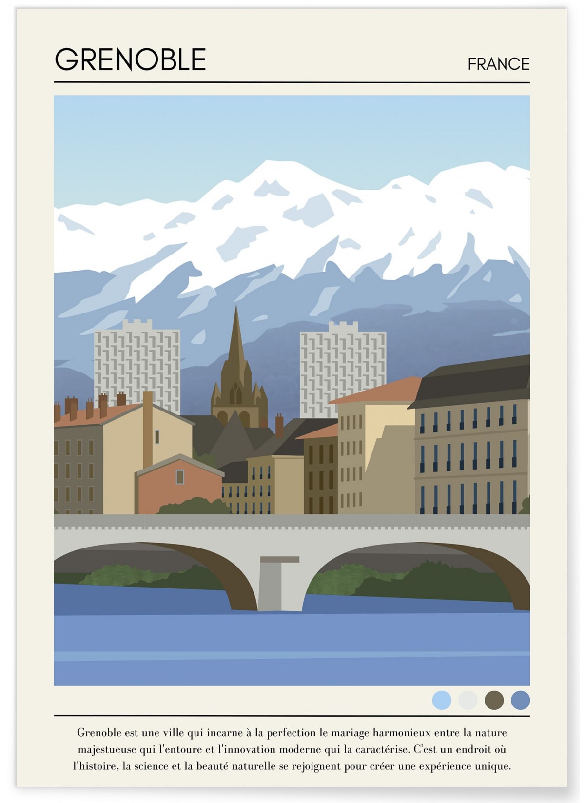 Affiche ville Grenoble Vintage, L'AFFICHERIE