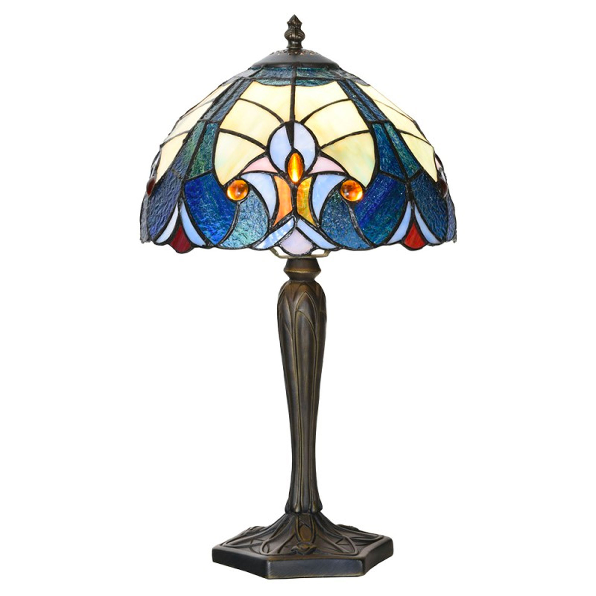 Lampe à poser style Tiffany en métal et verre coloré 25x25x40cm, WADIGA