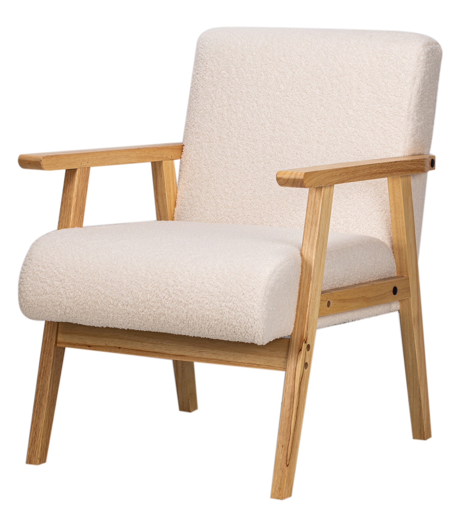 Fauteuil de salon en bois et bouclette, LOUIS, NORDLYS
