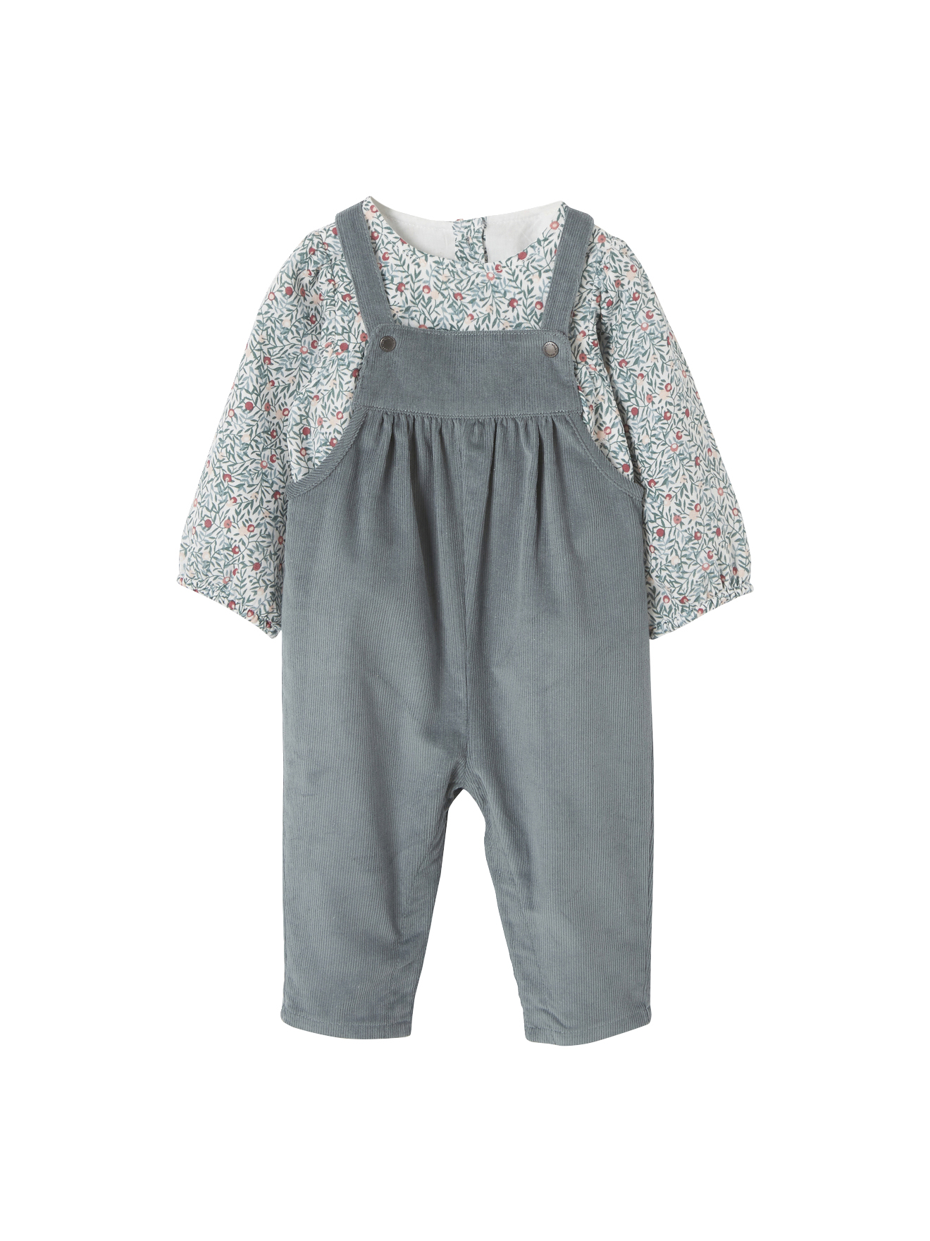Ensemble blouse et salopette velours, VERTBAUDET