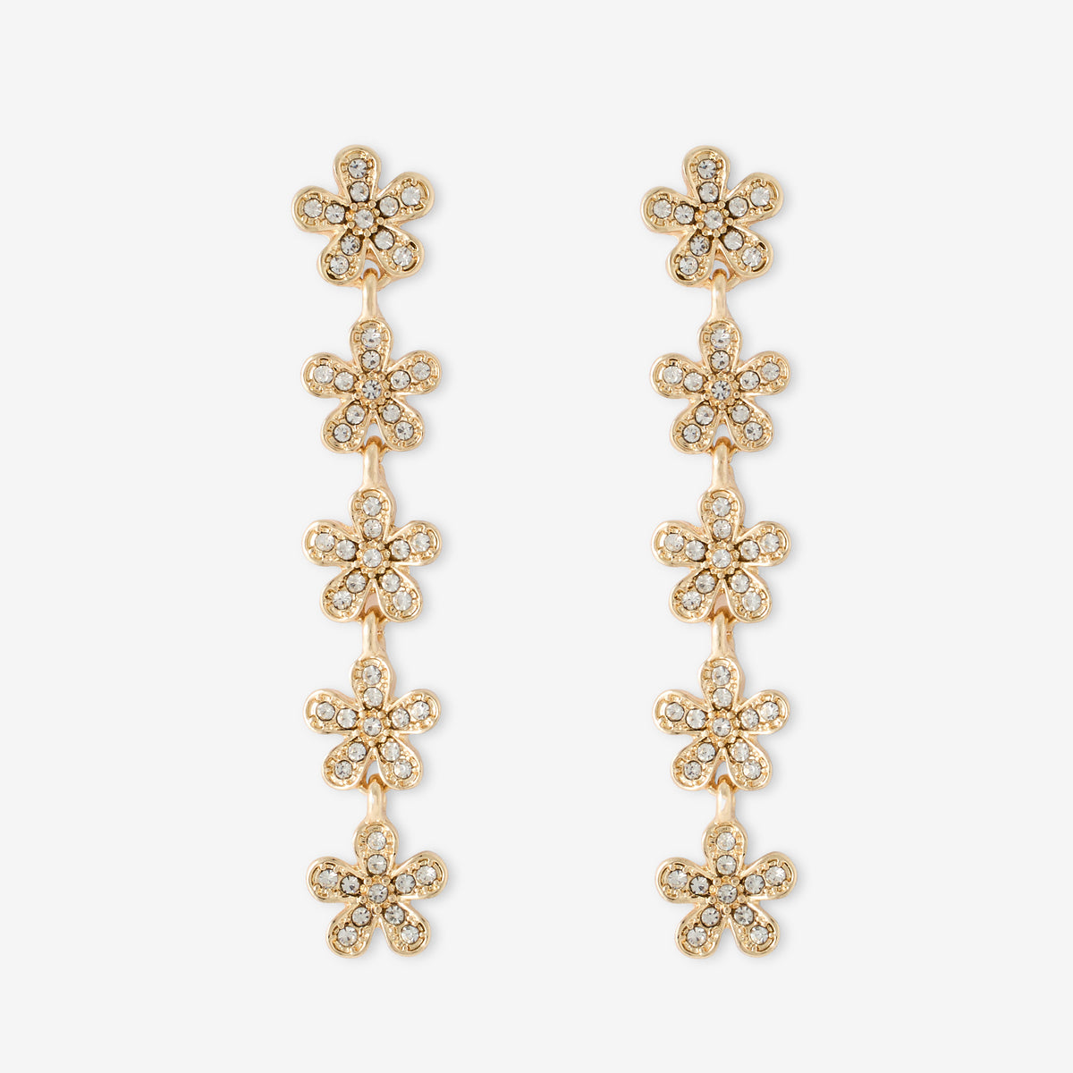Boucles d'oreilles longues à petites fleurs strassées, BALABOOSTE