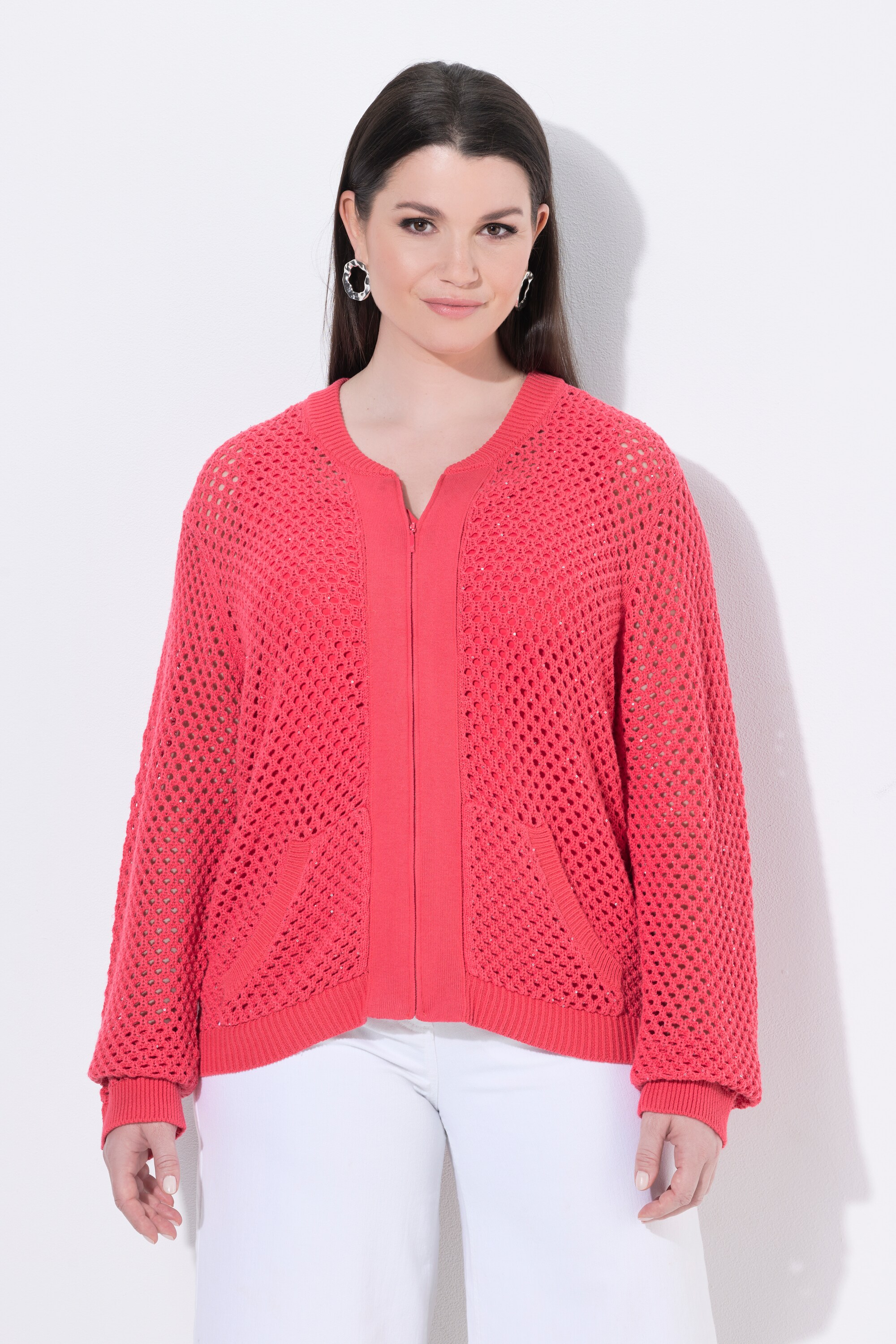 Gilet en maille, paillettes, col college, ULLA POPKEN