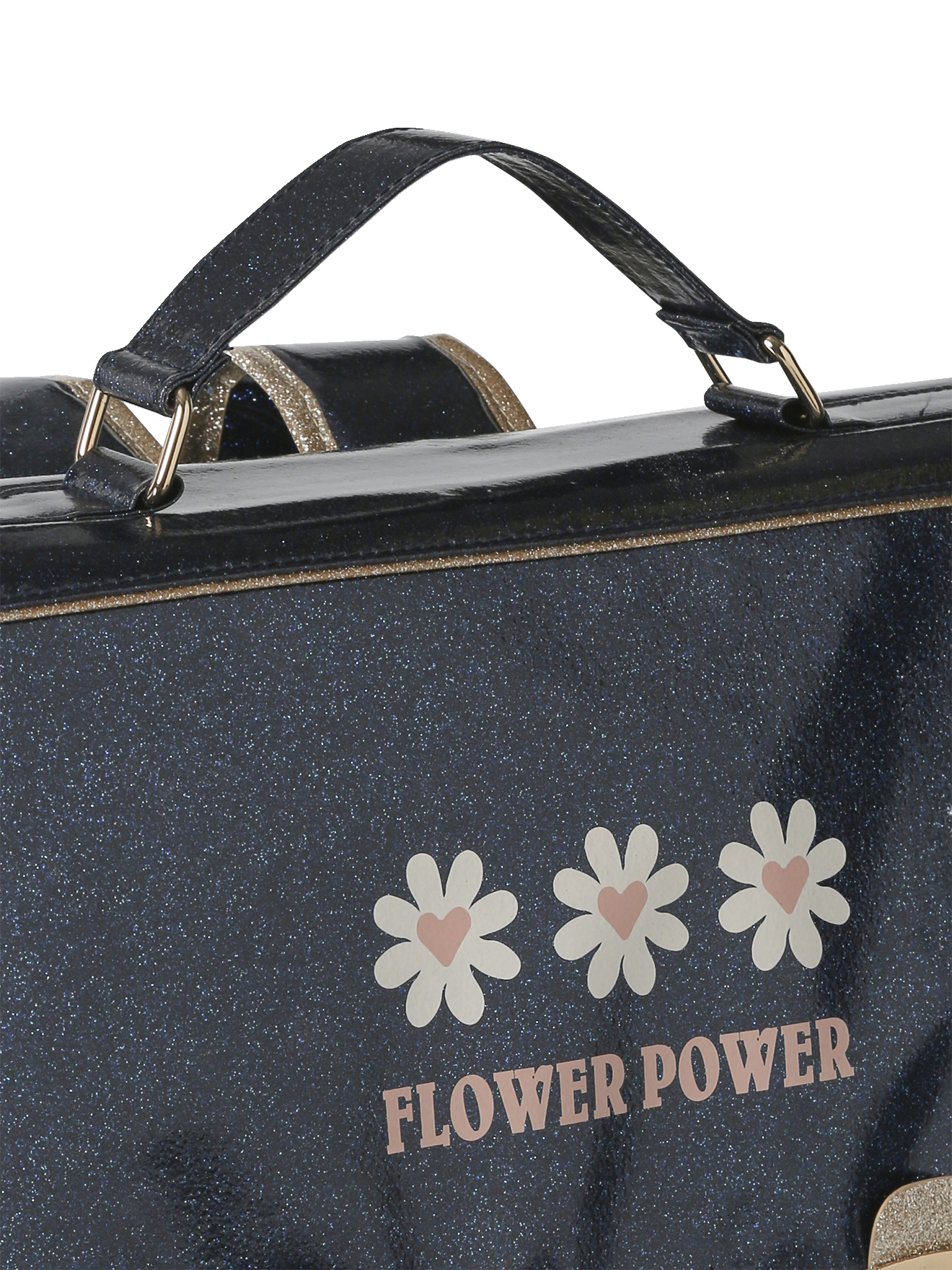 Cartable trousse pailletes flower power bleu nuit Vertbaudet La Redoute