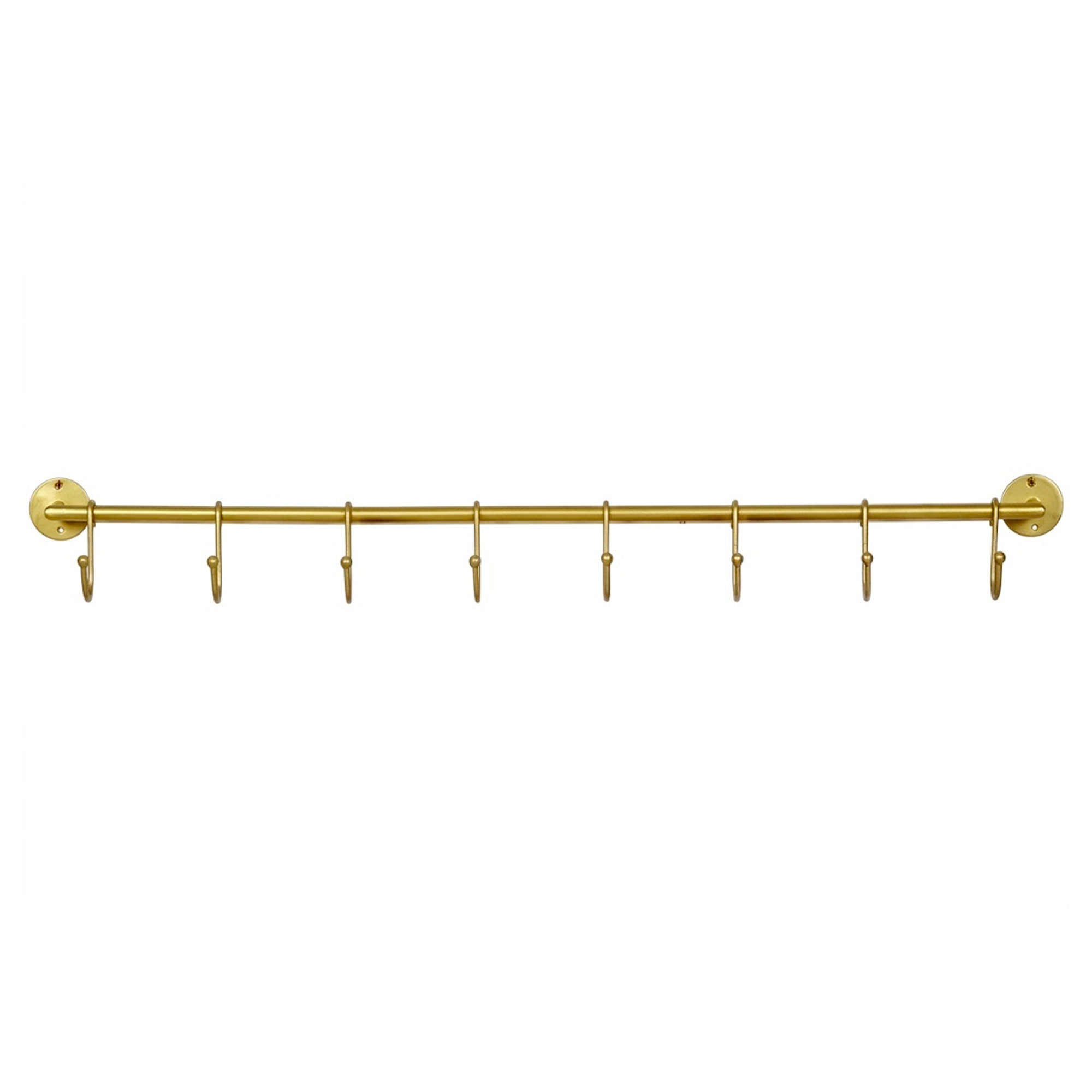 Barre de support ustensiles de cuisine doré avec 8 crochets 80cm, WADIGA