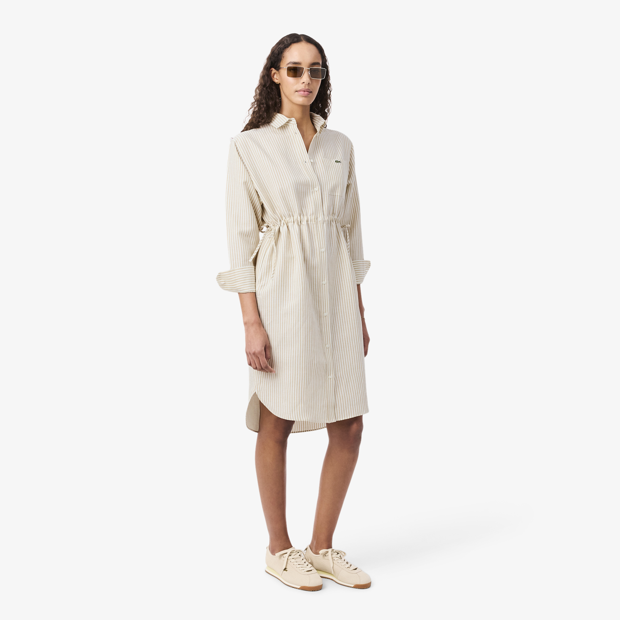 Robe chemise oversize lin mélangé, LACOSTE