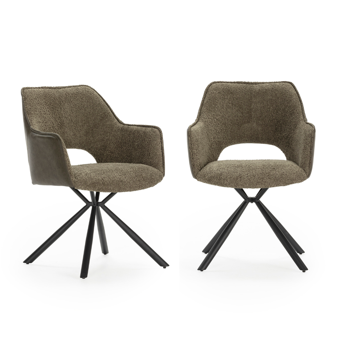 Lot de 2 fauteuils en tissu avec pieds en métal noir L62 cm - MARIEL, CALICOSY