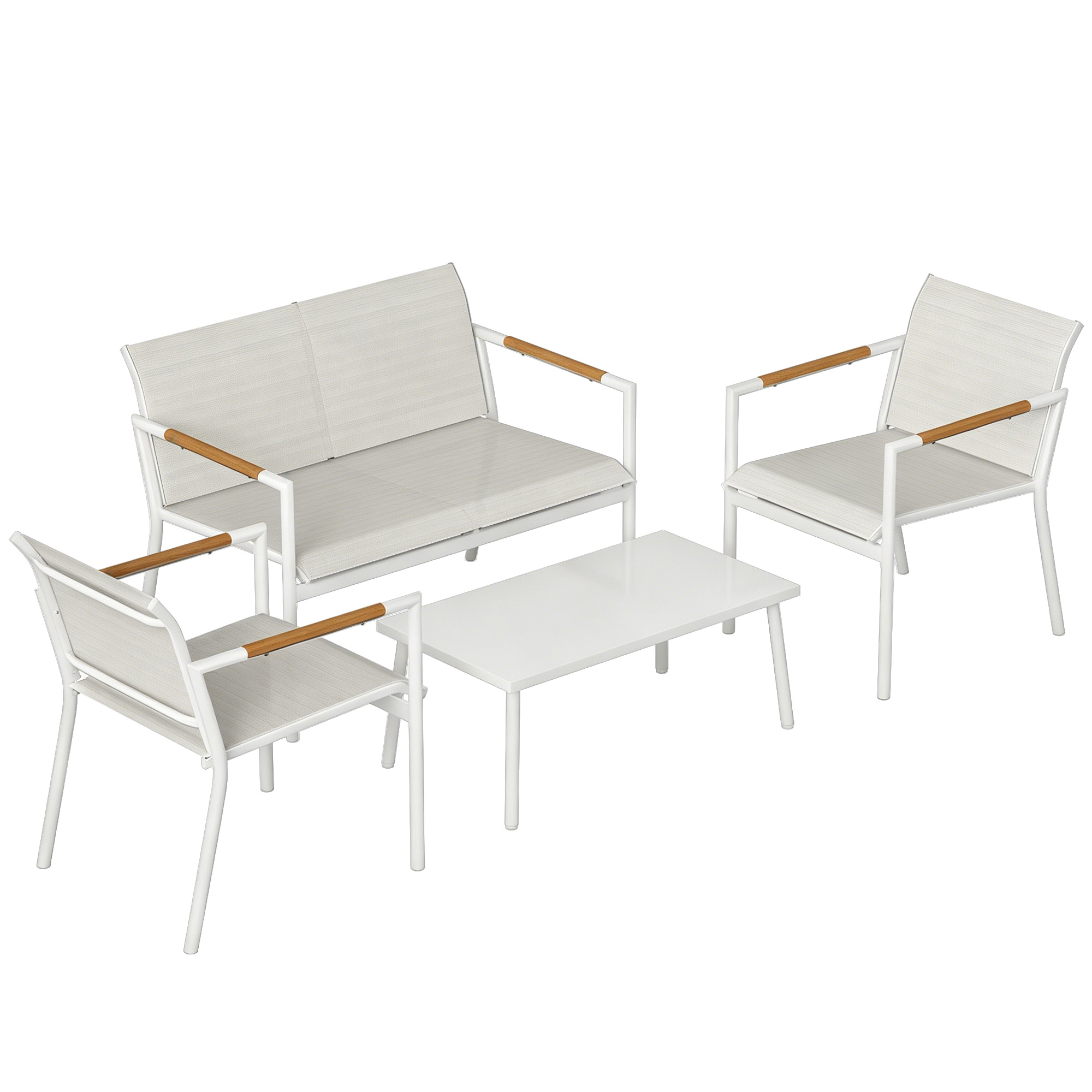 Ensemble de canapés de jardin Métal Crème, OUTSUNNY